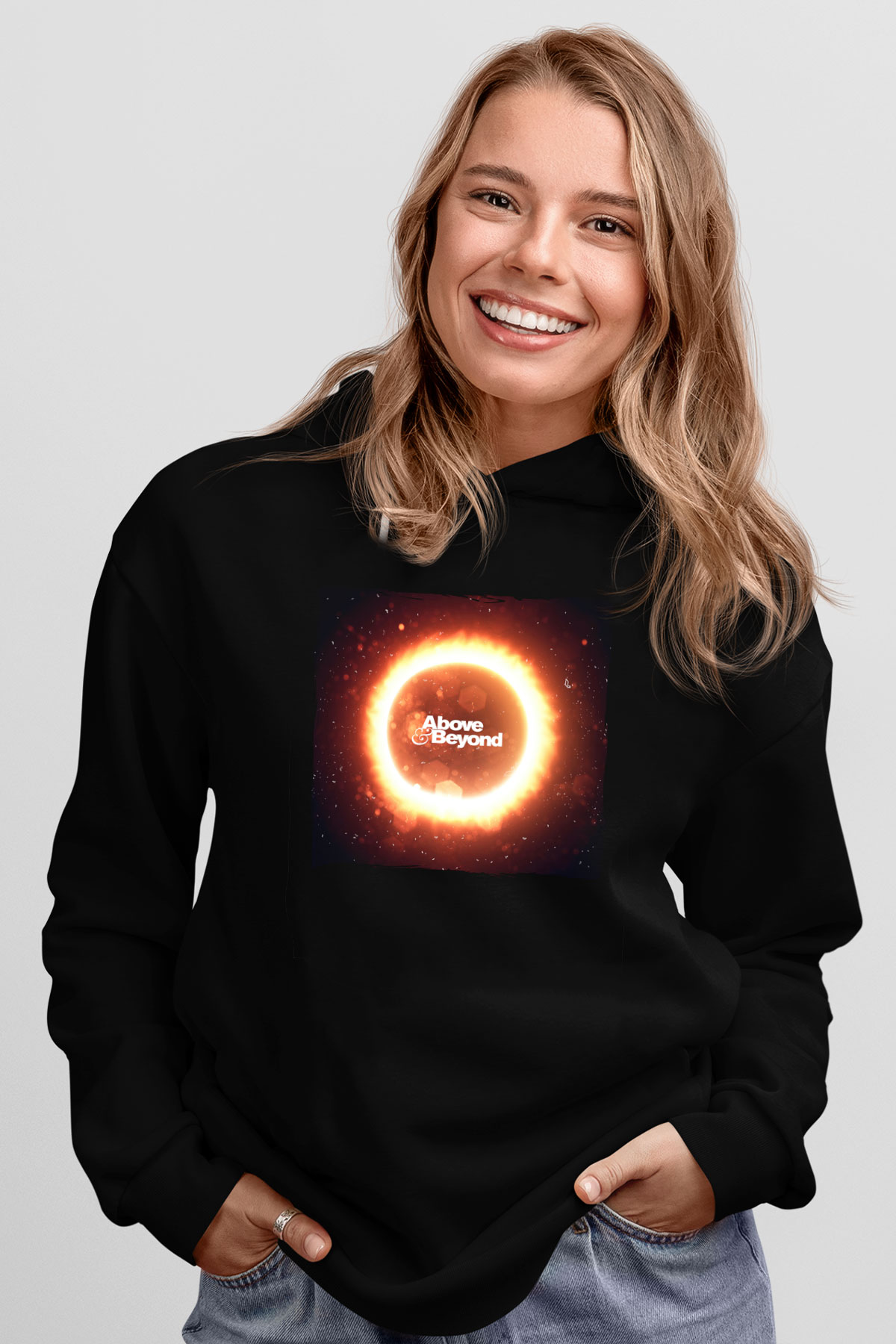 Above and Beyond Siyah Unisex Kapüşonlu Sweatshirt
