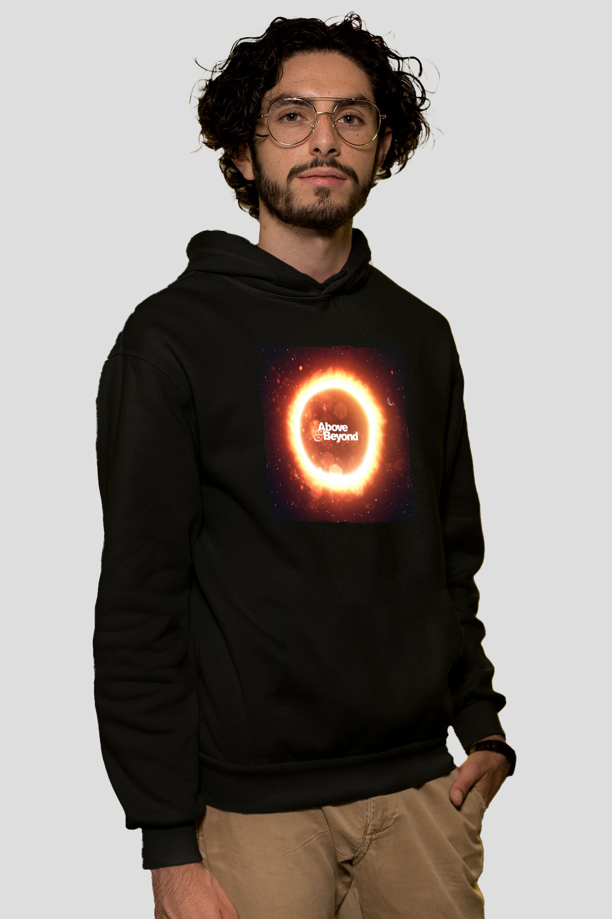 Above and Beyond Siyah Unisex Kapüşonlu Sweatshirt