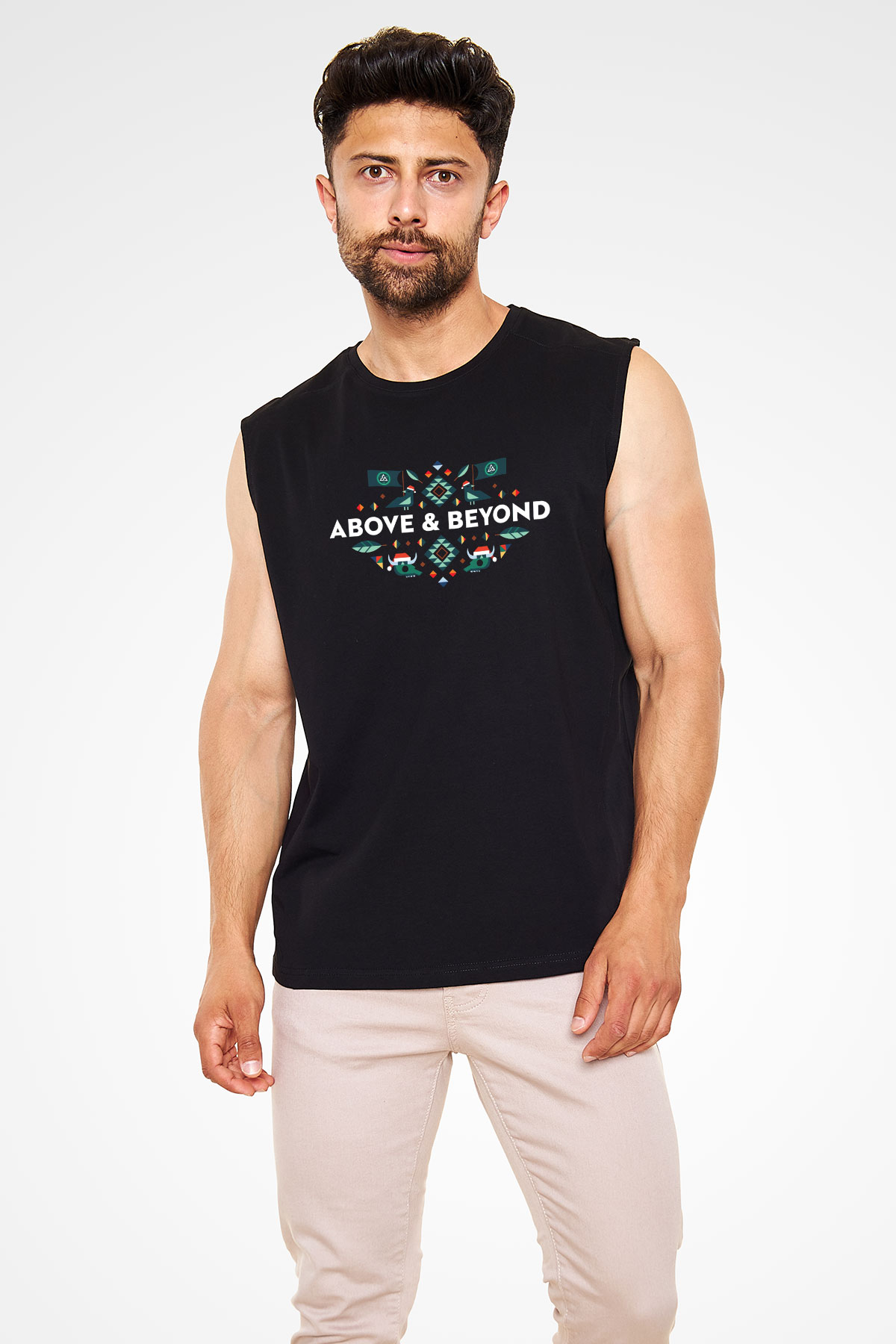 Above and Beyond Siyah Unisex Kolsuz Tişört