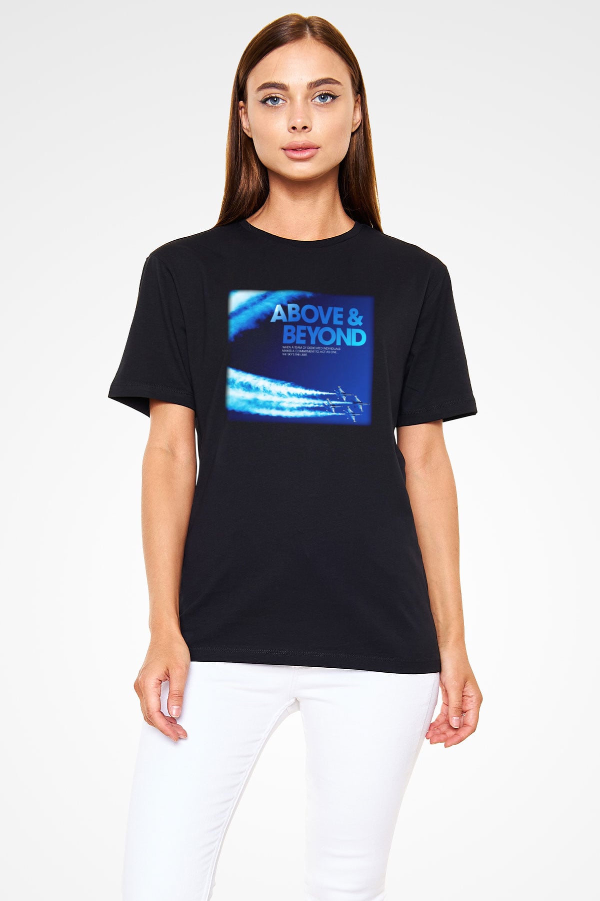 Above and Beyond Siyah Unisex Tişört T-Shirt - TişörtFabrikası