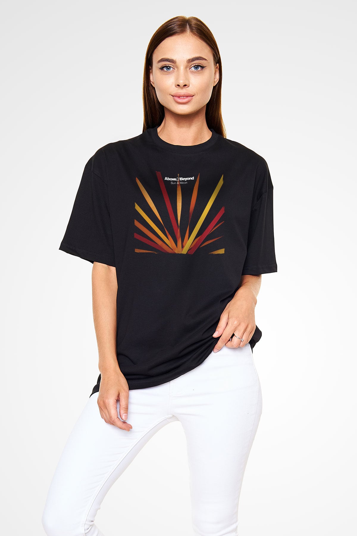 Above and Beyond Siyah Oversize Tişört Oversize T-shirt - TişörtFabrikası