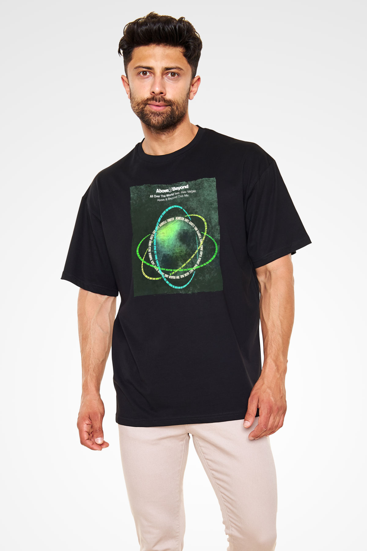 Above and Beyond Siyah Oversize Tişört Oversize T-shirt - TişörtFabrikası