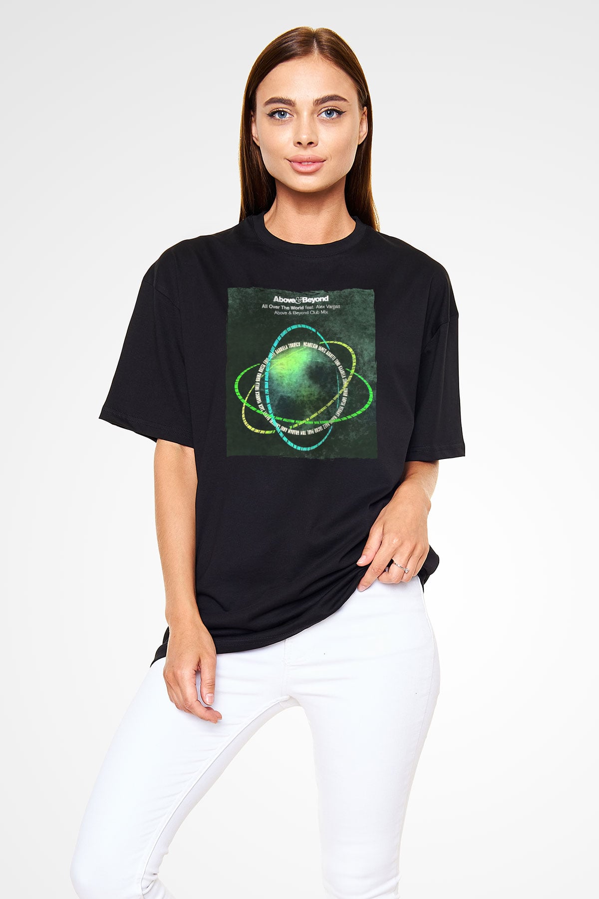 Above and Beyond Siyah Oversize Tişört Oversize T-shirt - TişörtFabrikası
