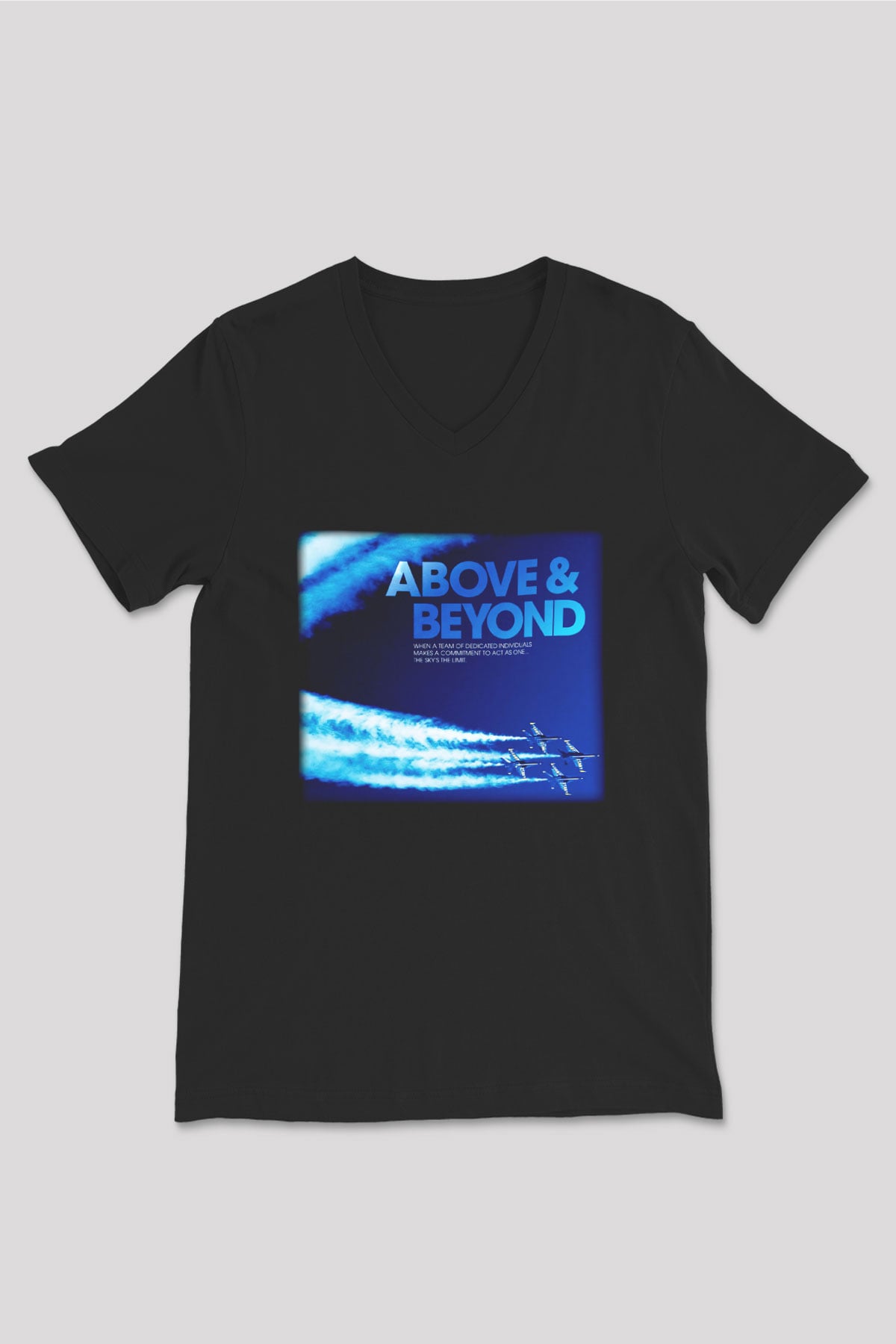 Above and Beyond Siyah Unisex V Yaka Tişört T-Shirt