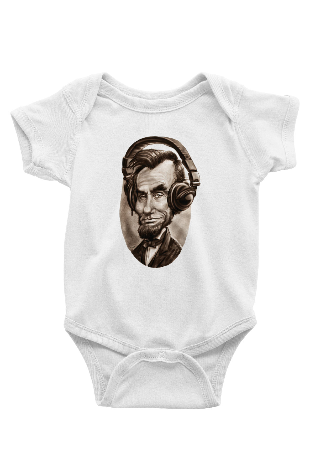 Abraham Lincoln Baskılı Beyaz Unisex Bebek Body - Zıbın