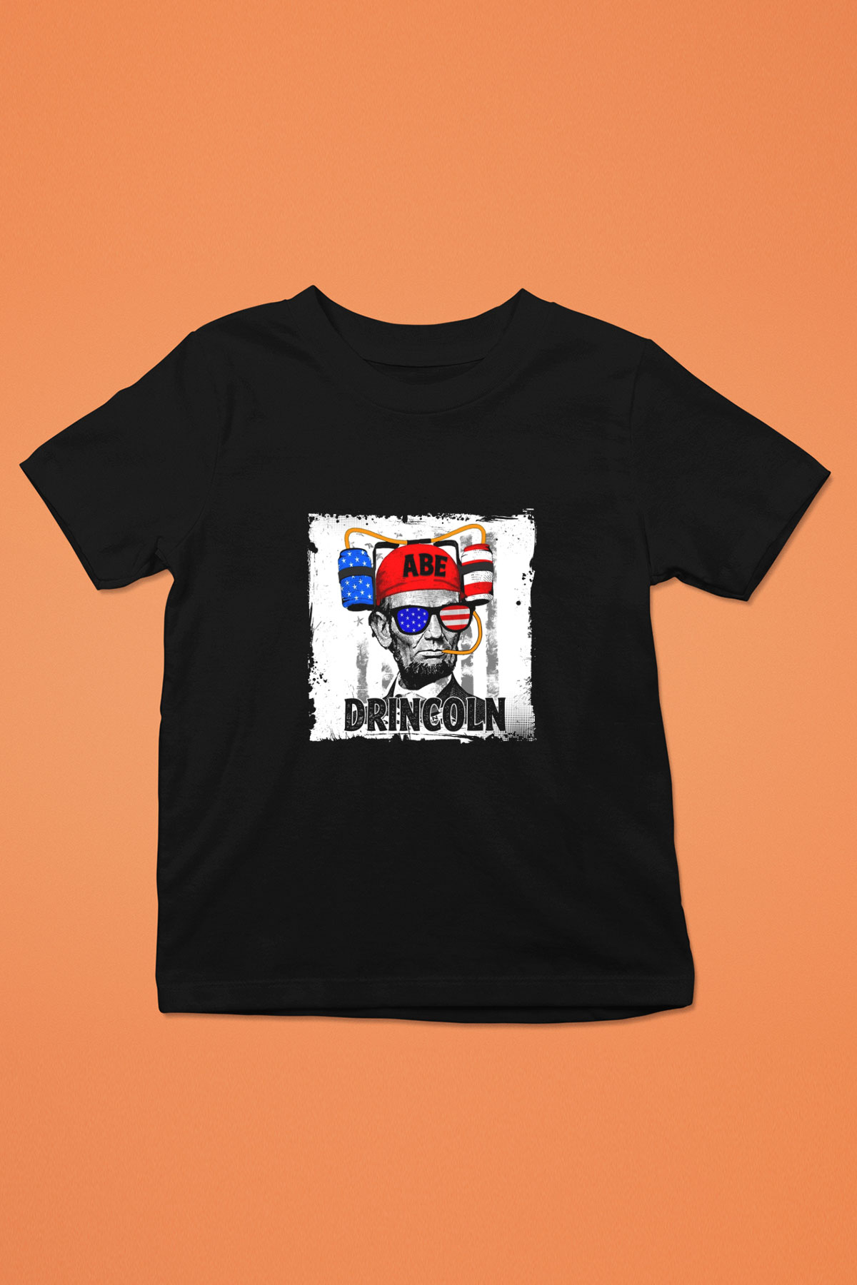 Abraham Lincoln Baskılı Unisex Siyah Çocuk Tişört