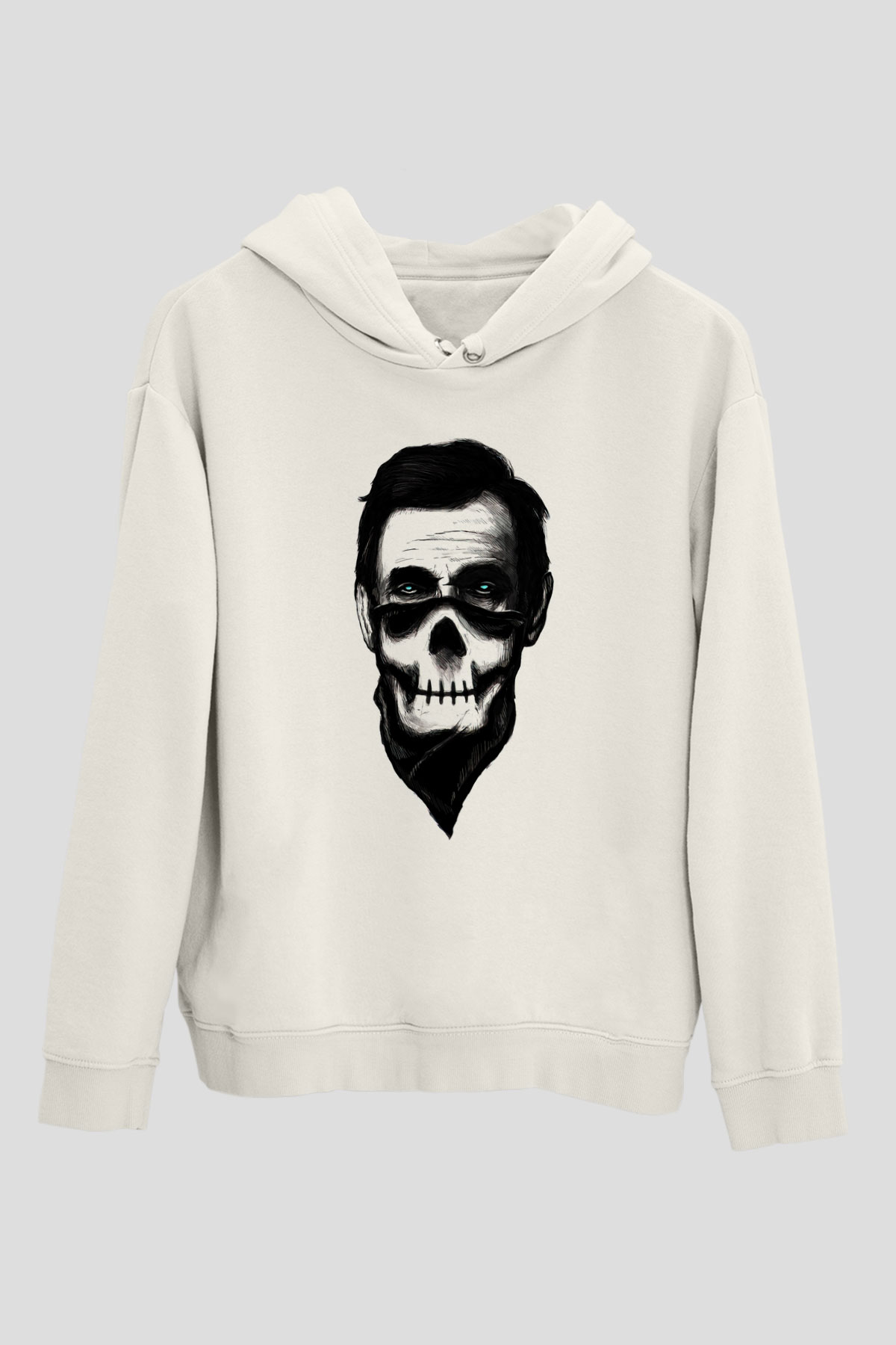 Abraham Lincoln Beyaz Unisex Kapşonlu Sweatshirt