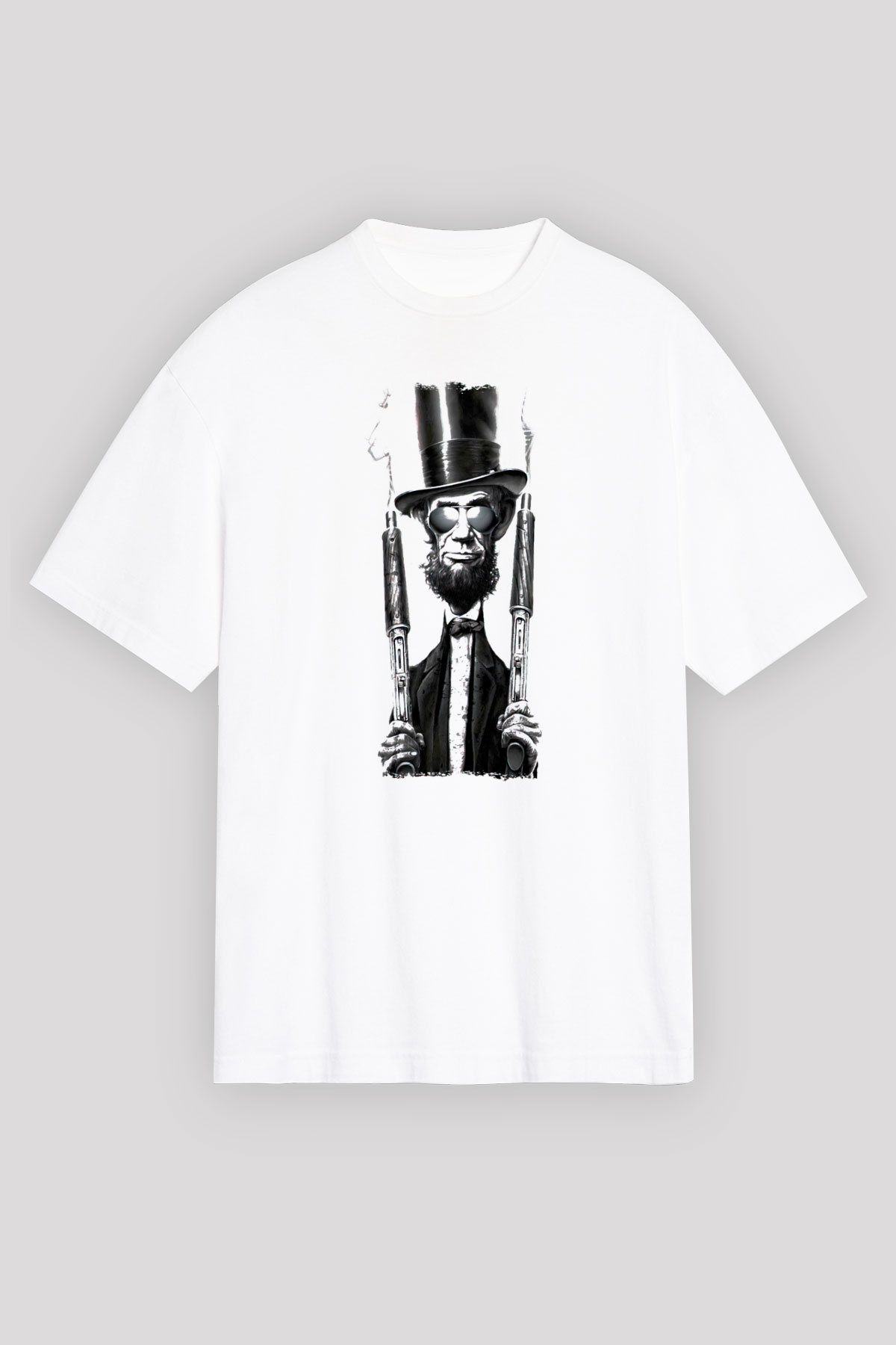 Abraham Lincoln Beyaz Oversize Tişört Oversize T-shirt - TişörtFabrikası