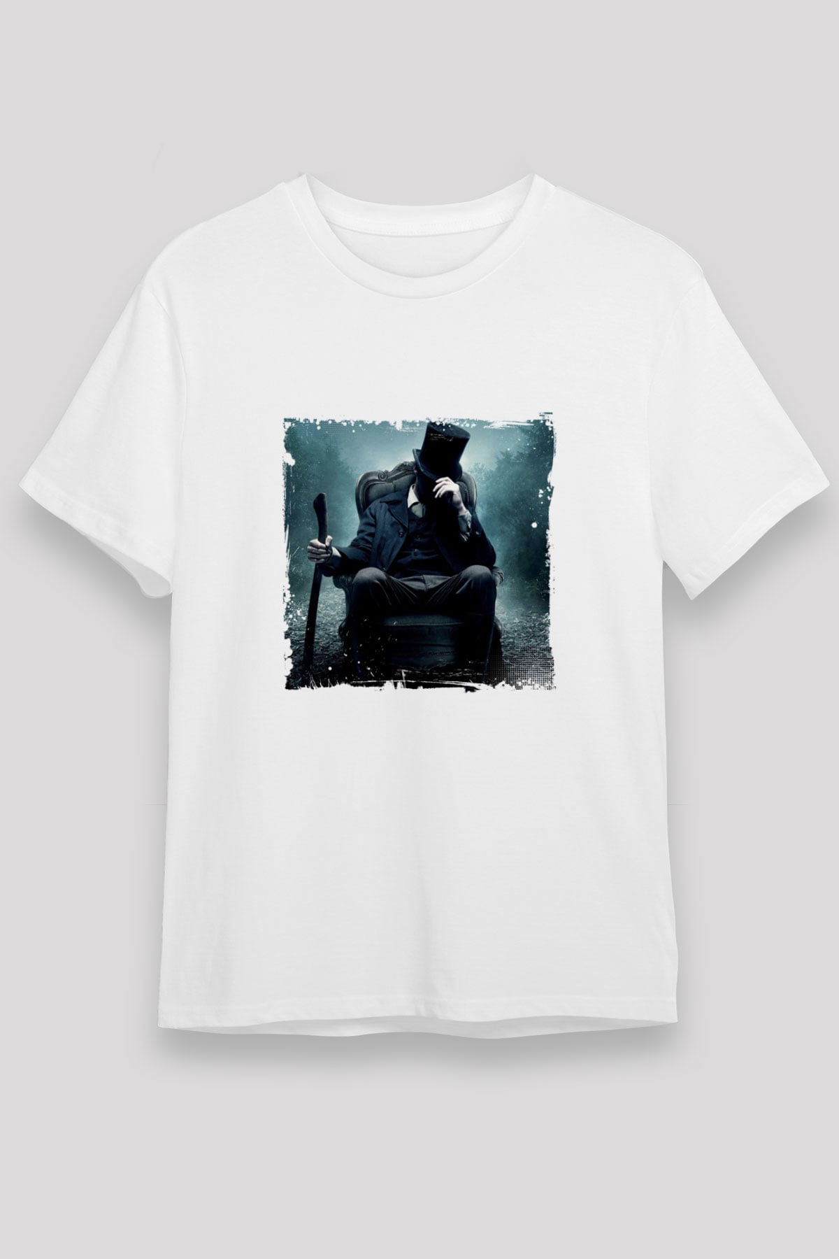 Abraham Lincoln Unisex Baskılı Beyaz Tişört