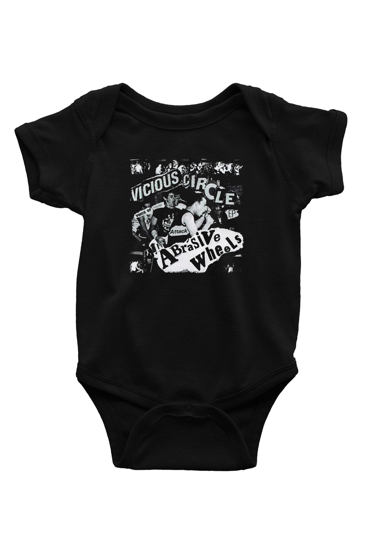 Abrasive Wheels Baskılı Unisex Siyah Bebek Body - Zıbın