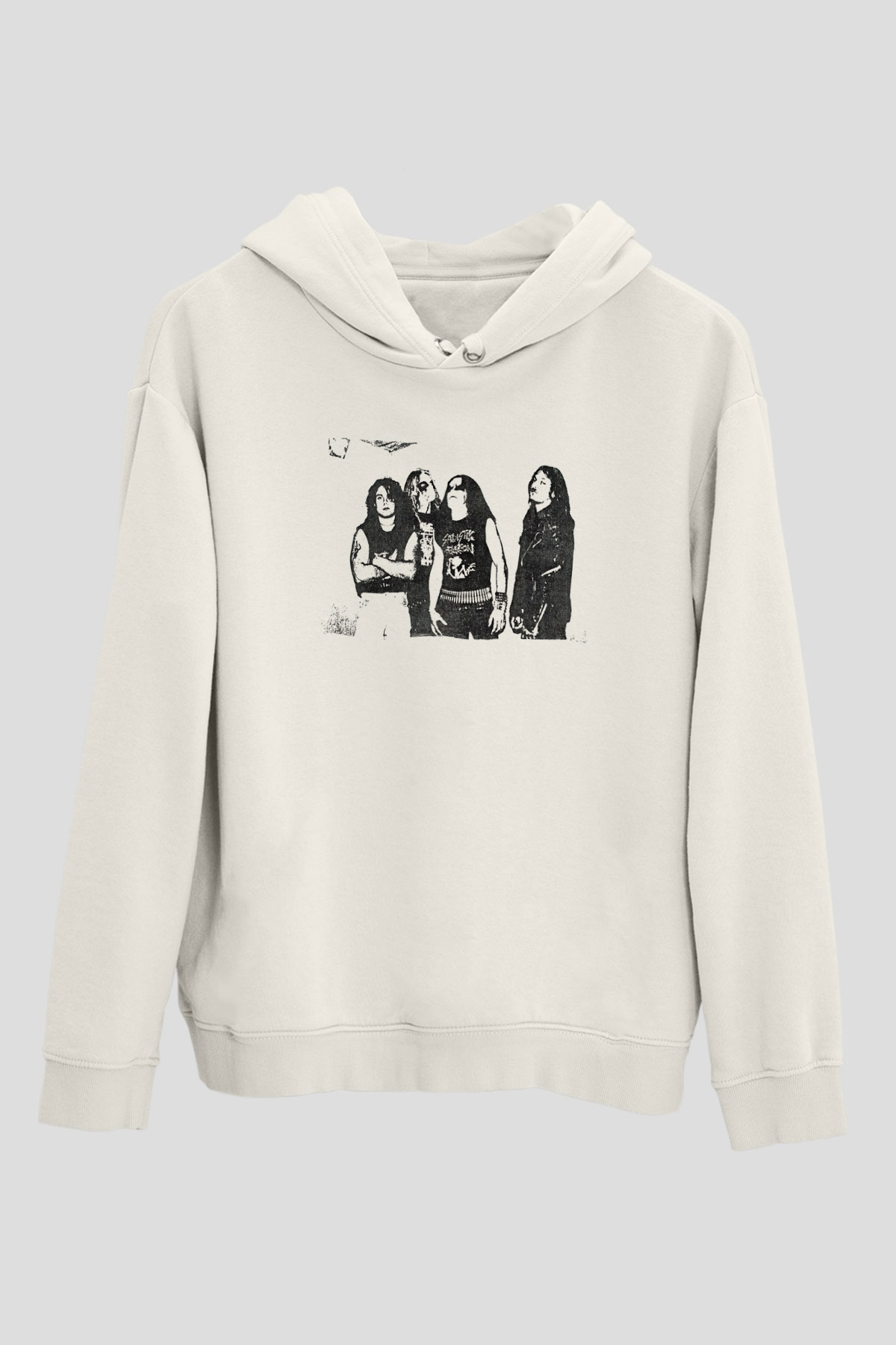Abruptum Baskılı Beyaz Unisex Kapüşonlu Sweatshirt