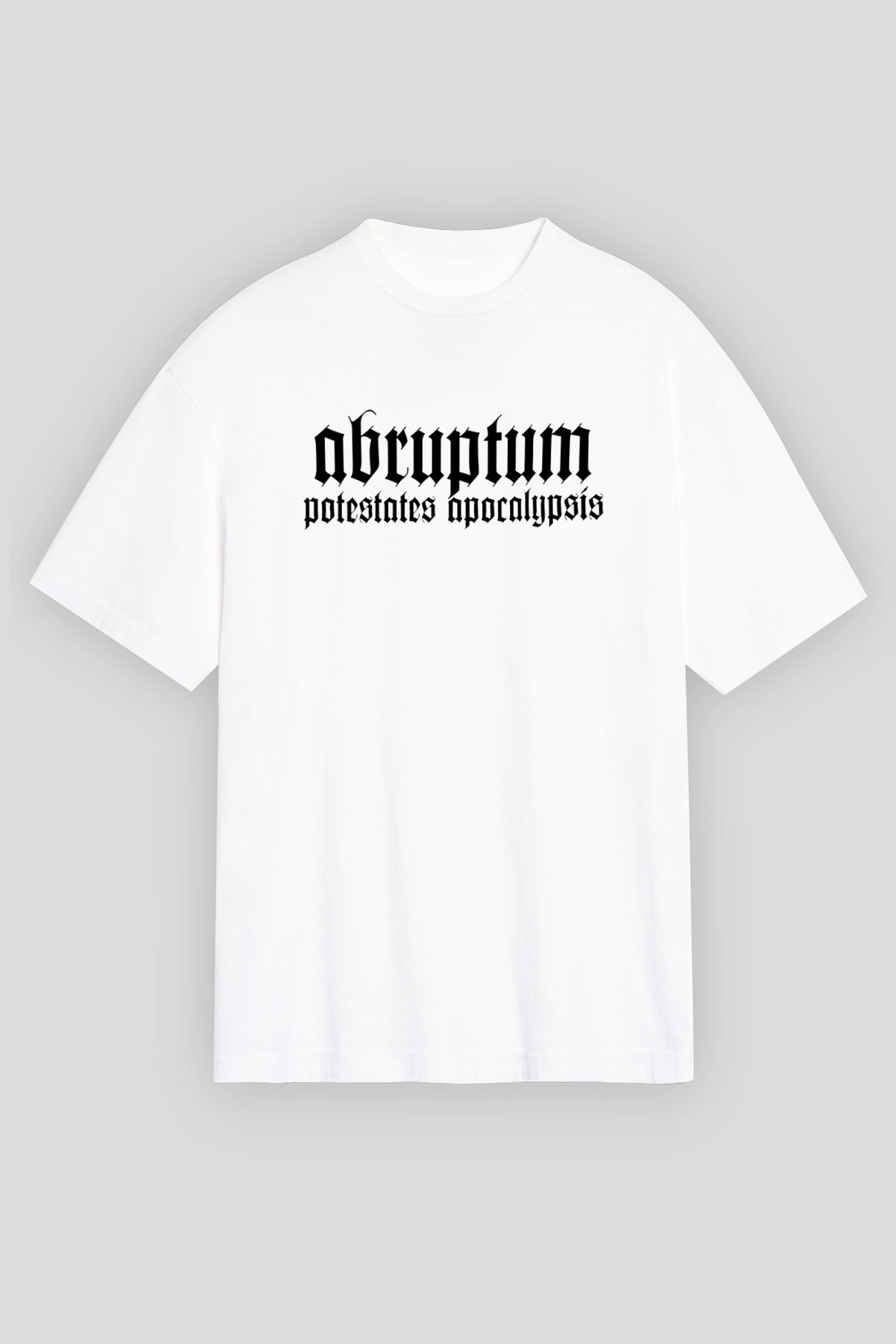 Abruptum Baskılı Beyaz Unisex Oversize Tişört - Tshirt
