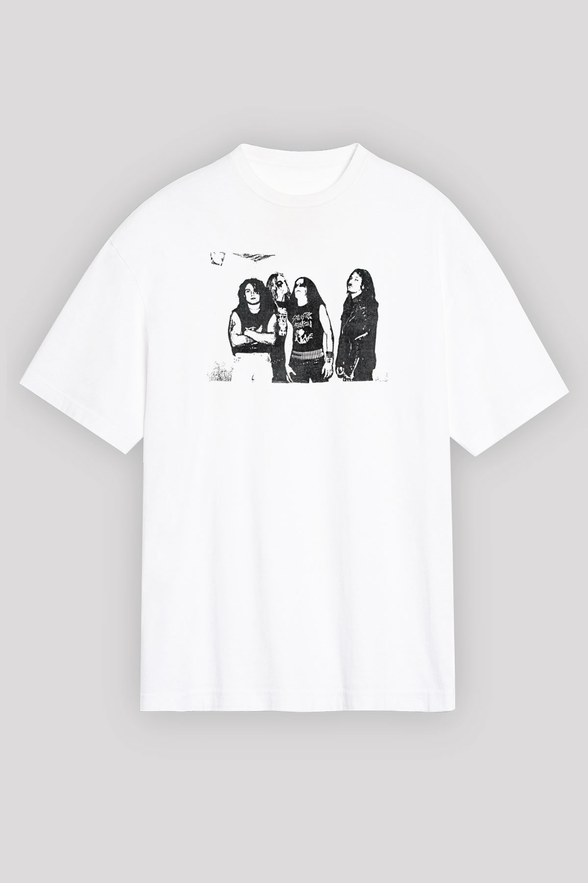 Abruptum Baskılı Beyaz Unisex Oversize Tişört - Tshirt