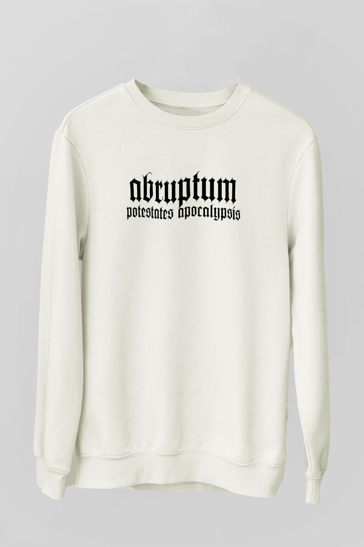 Abruptum Baskılı Beyaz Unisex Sweatshirt