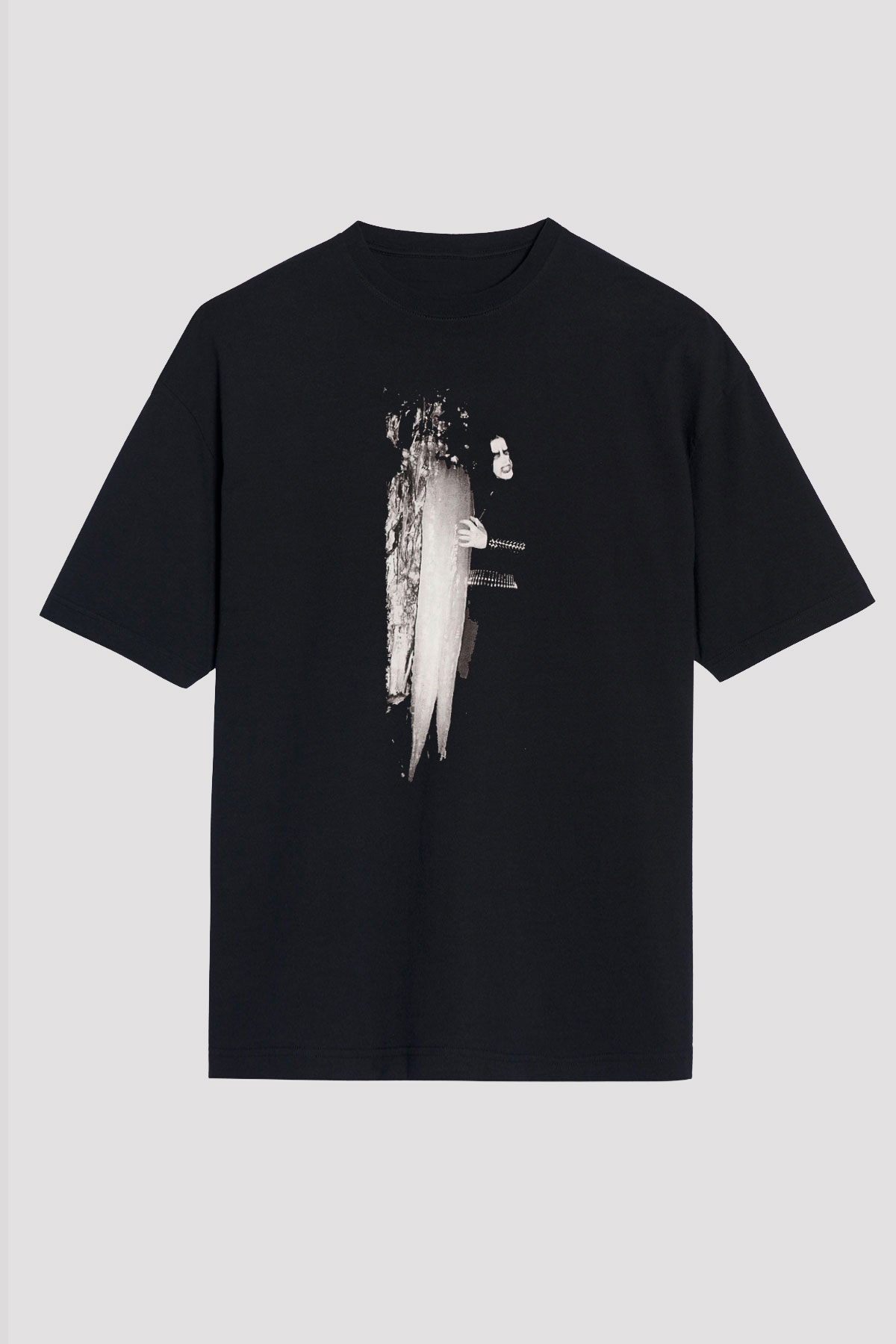 Abruptum Baskılı Unisex Siyah Oversize Tişört - Tshirt