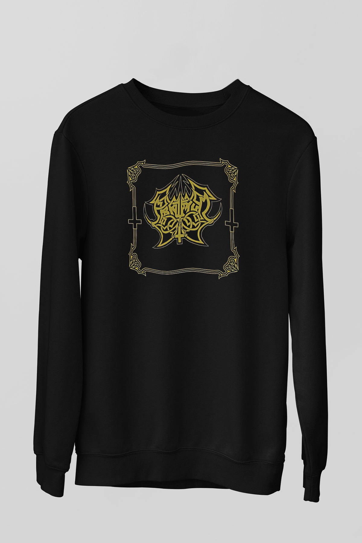 Abruptum Baskılı Unisex Siyah Sweatshirt