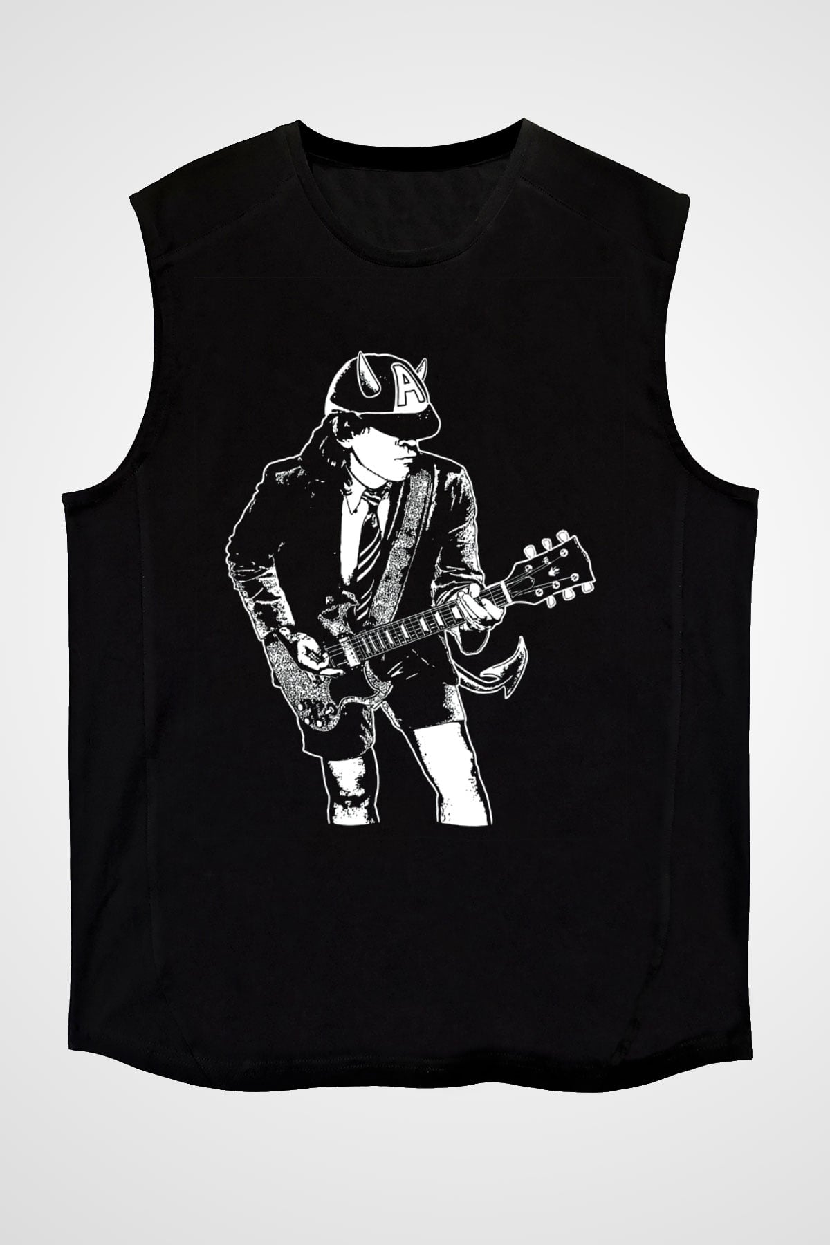 AC DC Angus Young Siyah Unisex Kolsuz Tişört