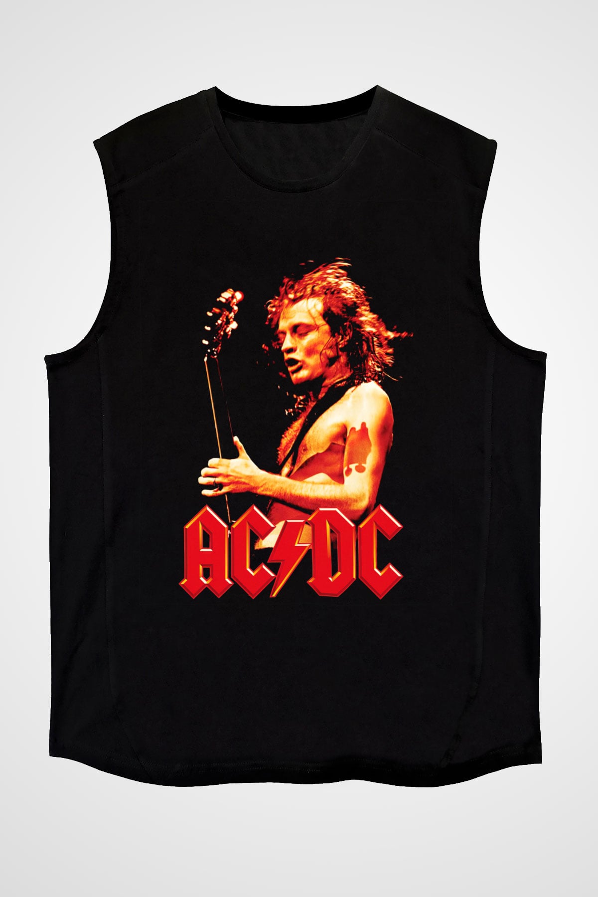 AC DC Angus Young Siyah Unisex Kolsuz Tişört