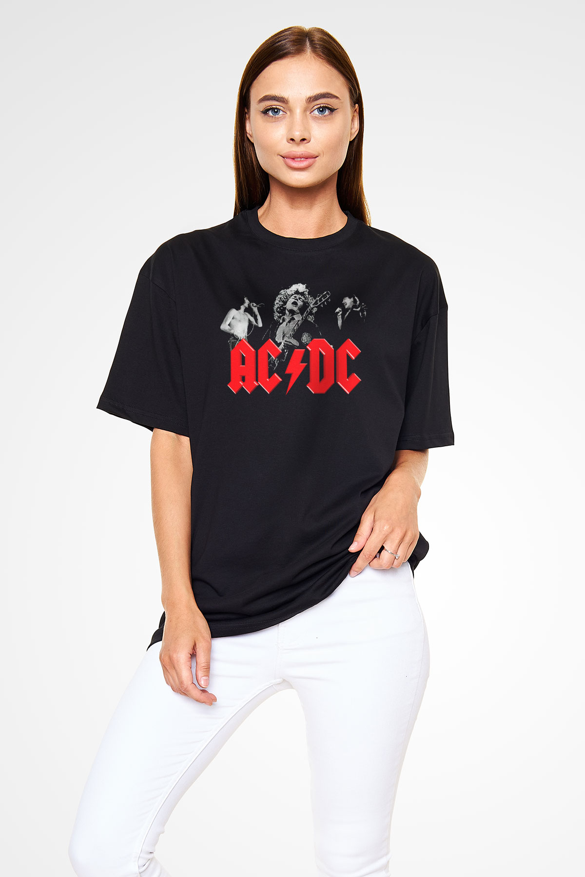 AC DC Angus Young Siyah Unisex Oversize Tişört T-Shirt