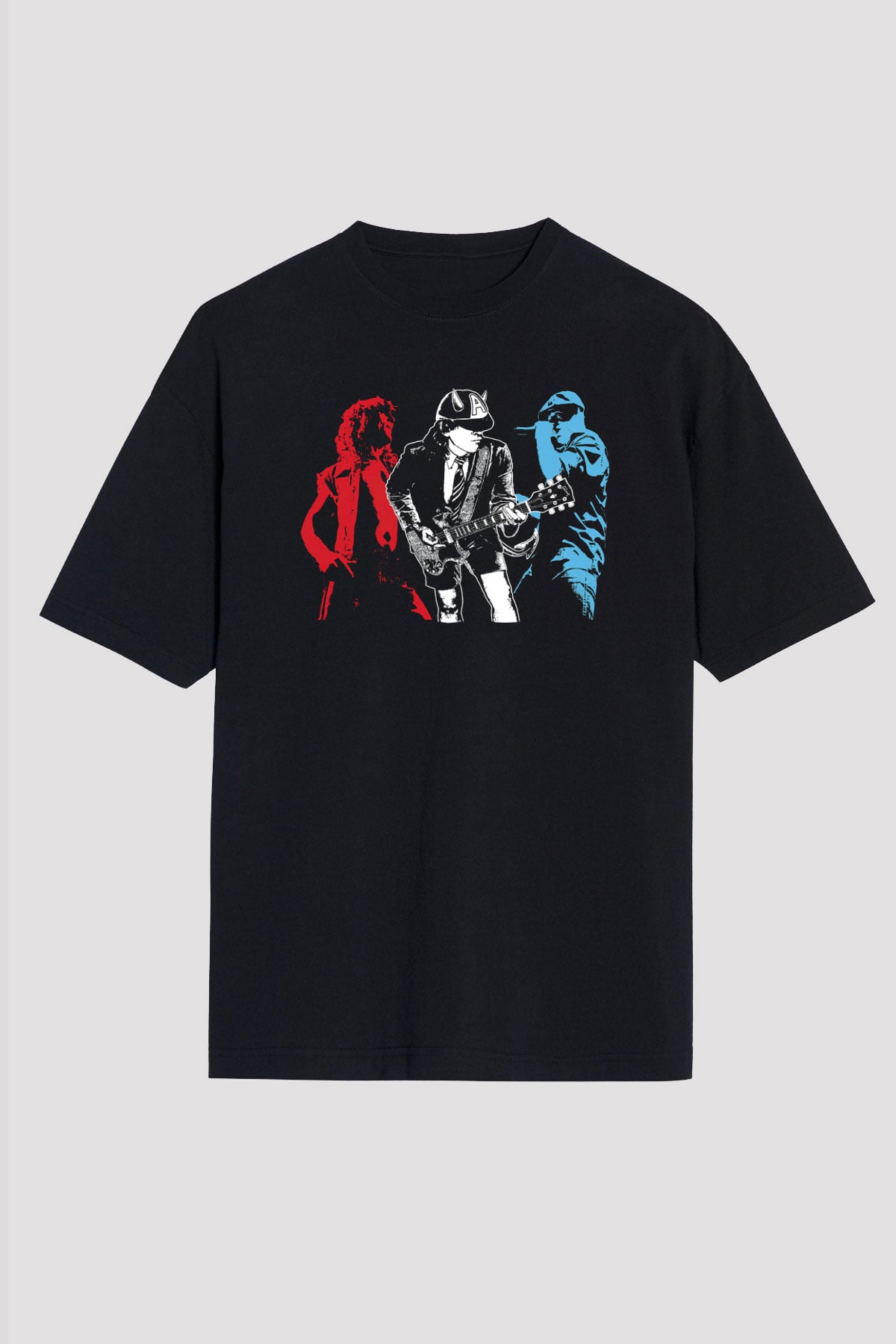 AC DC Angus Young Siyah Unisex Oversize Tişört T-Shirt