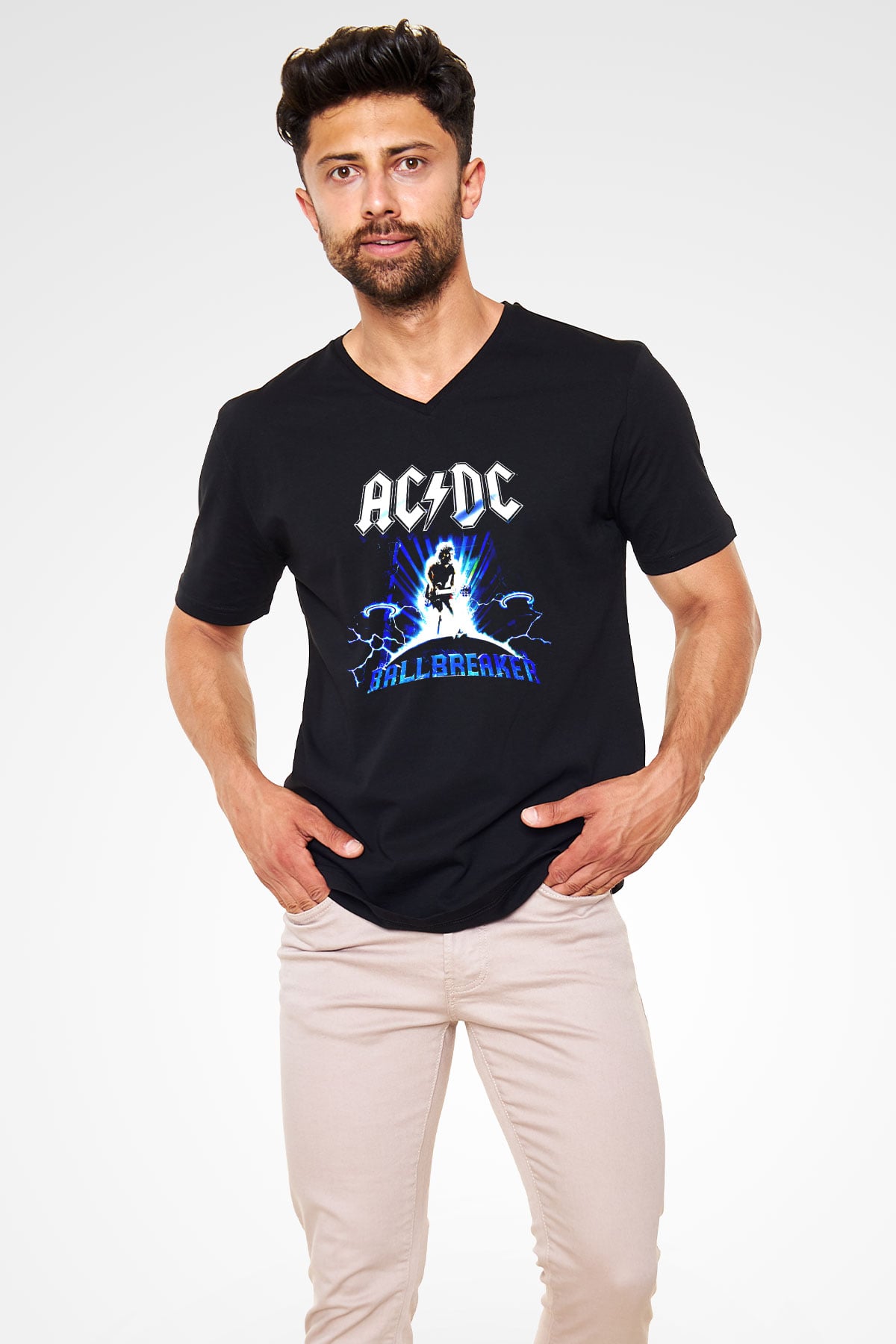 AC DC Ballbreaker Siyah Unisex V Yaka Tişört