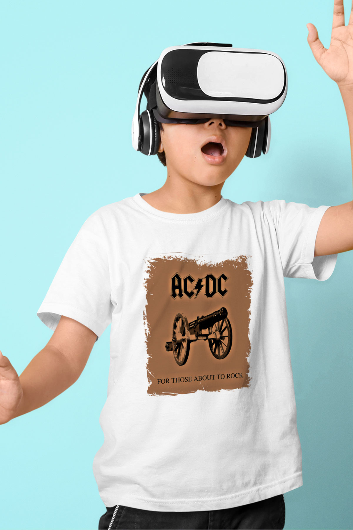 ACDC Baskılı Unisex Beyaz Çocuk Tişört