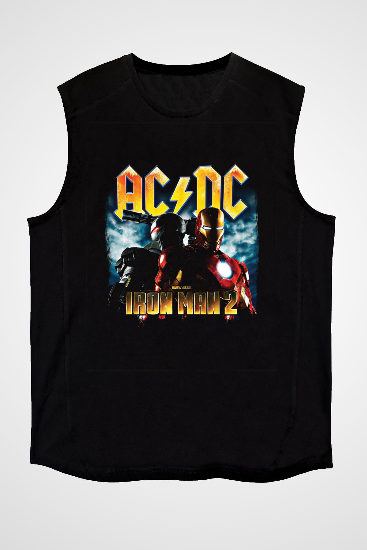 ACDC Baskılı Unisex Siyah Kolsuz Tişört