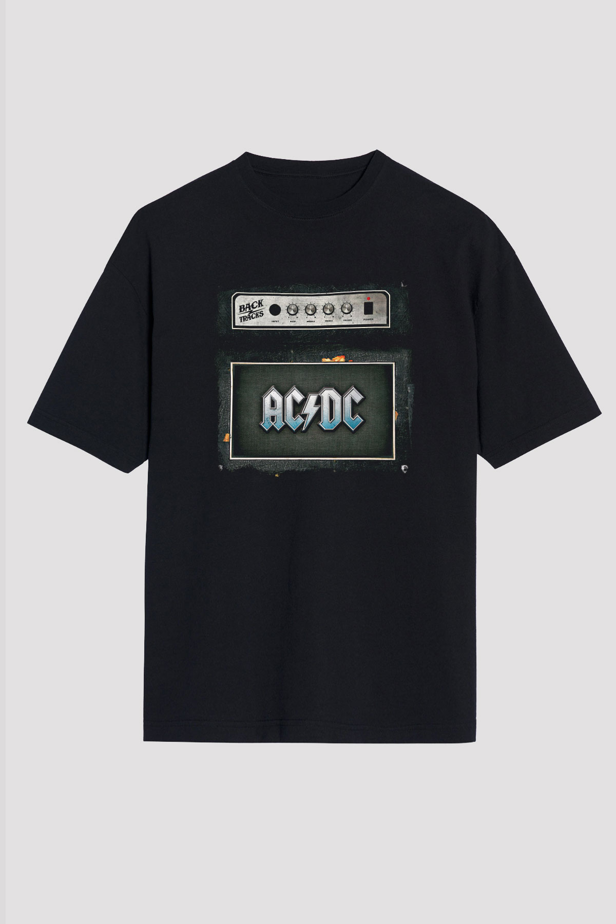 ACDC Baskılı Unisex Siyah Oversize Tişört