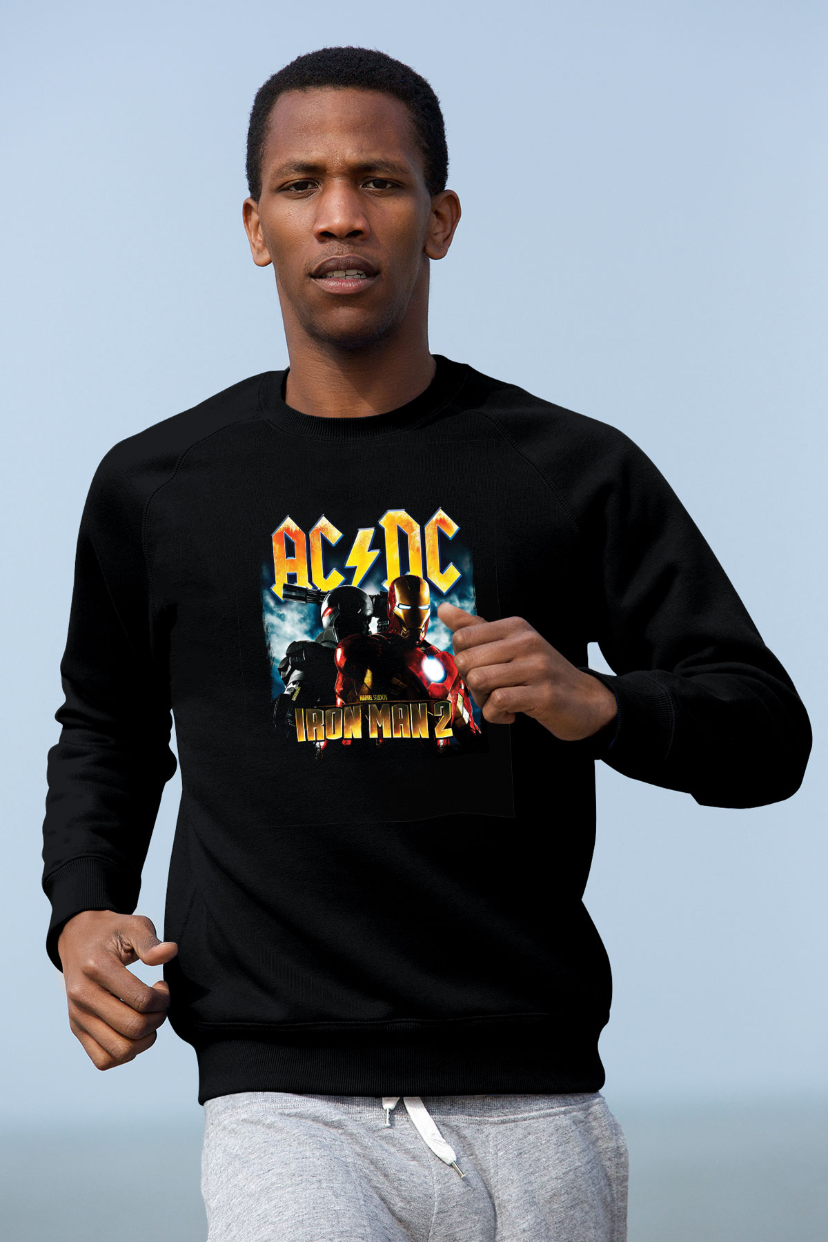 ACDC Baskılı Unisex Siyah Sweatshirt