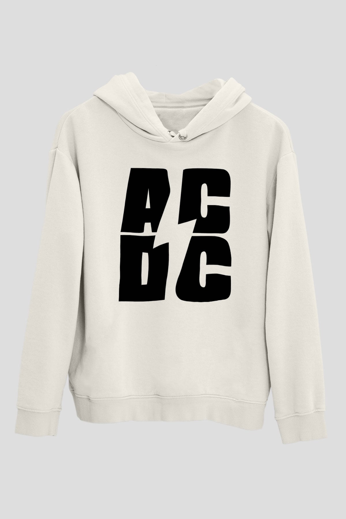 AC DC Beyaz Unisex Kapşonlu Sweatshirt