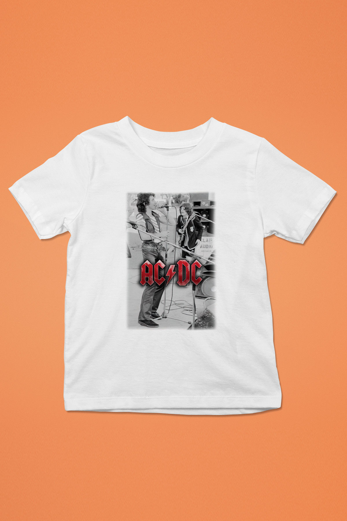 AC DC Brian Johnson Angus Young Baskılı Beyaz Unisex Çocuk Tişört