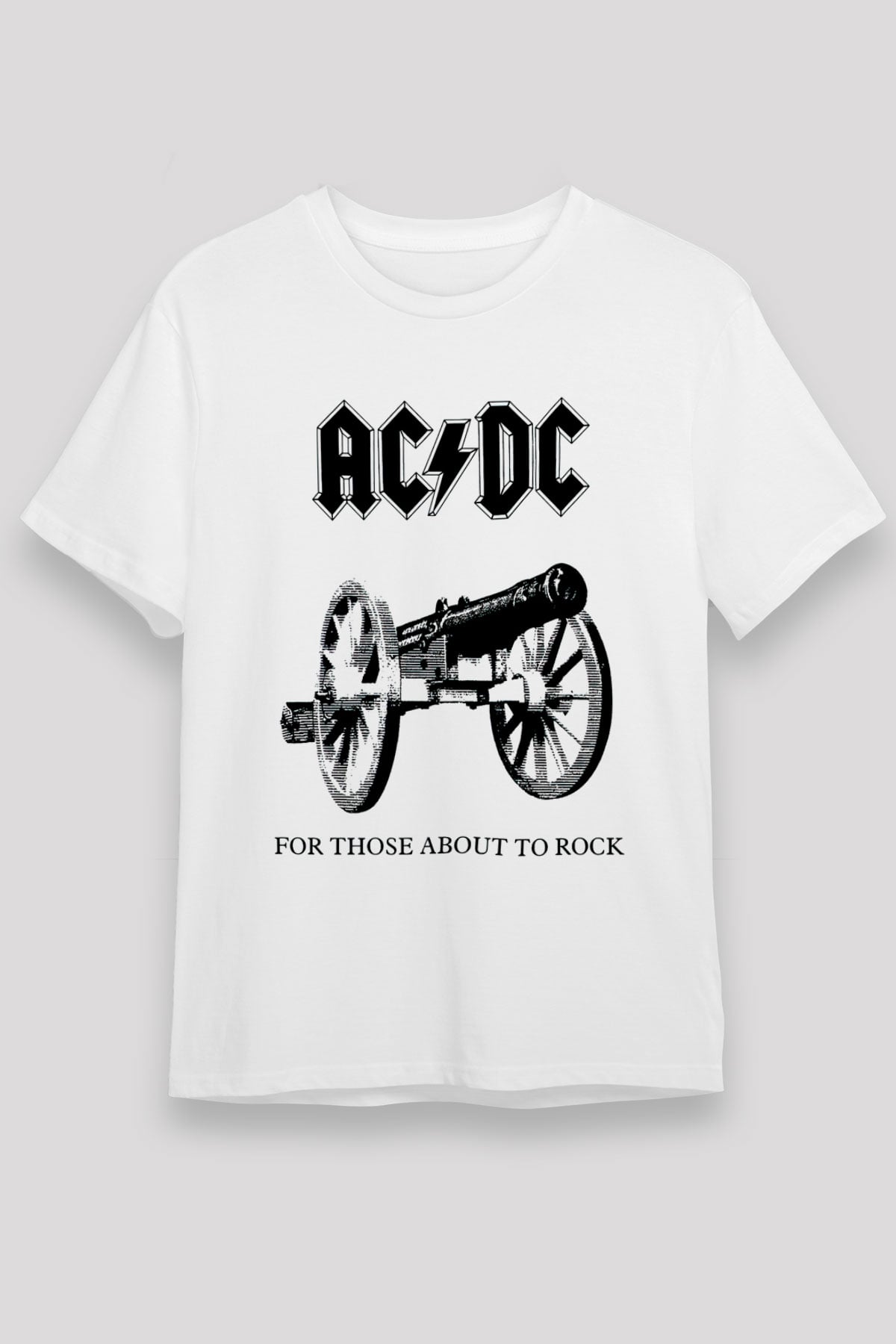 AC DC For Those About To Rock Beyaz Unisex Tişört T-Shirt - TişörtFabrikası