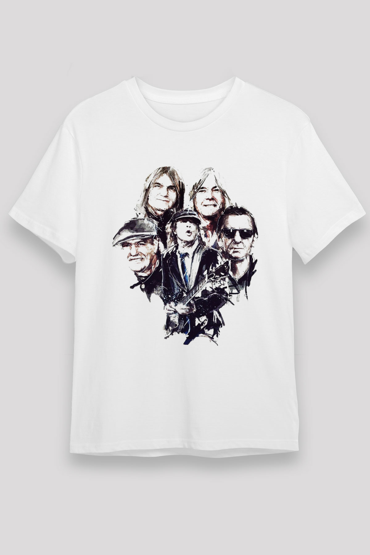 AC DC Group Beyaz Unisex Tişört T-Shirt - TişörtFabrikası