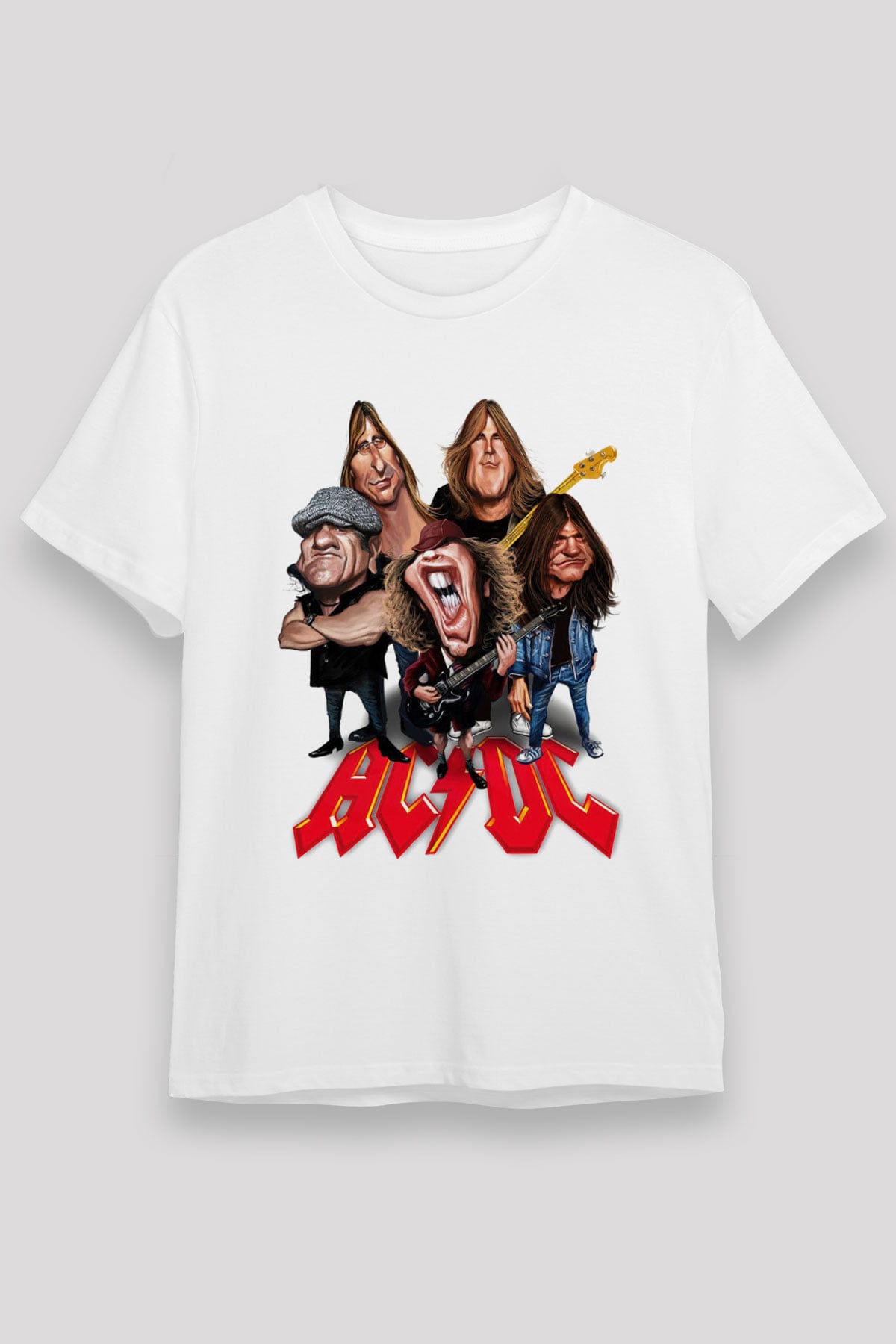 AC DC Group Beyaz Unisex Tişört T-Shirt - TişörtFabrikası