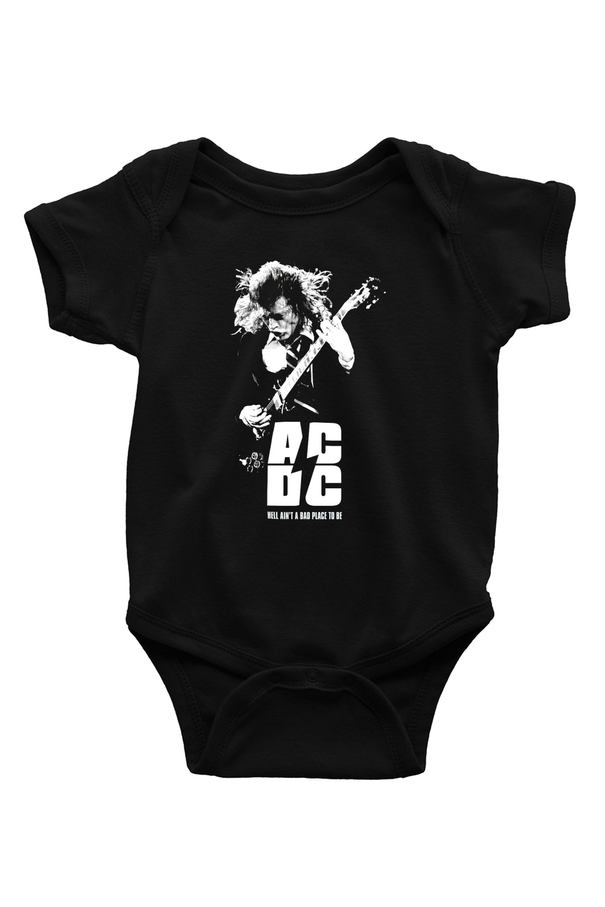 AC DC Hell Aintt A Bad Place To Be  Baskılı Siyah Bebek Body - Zıbın