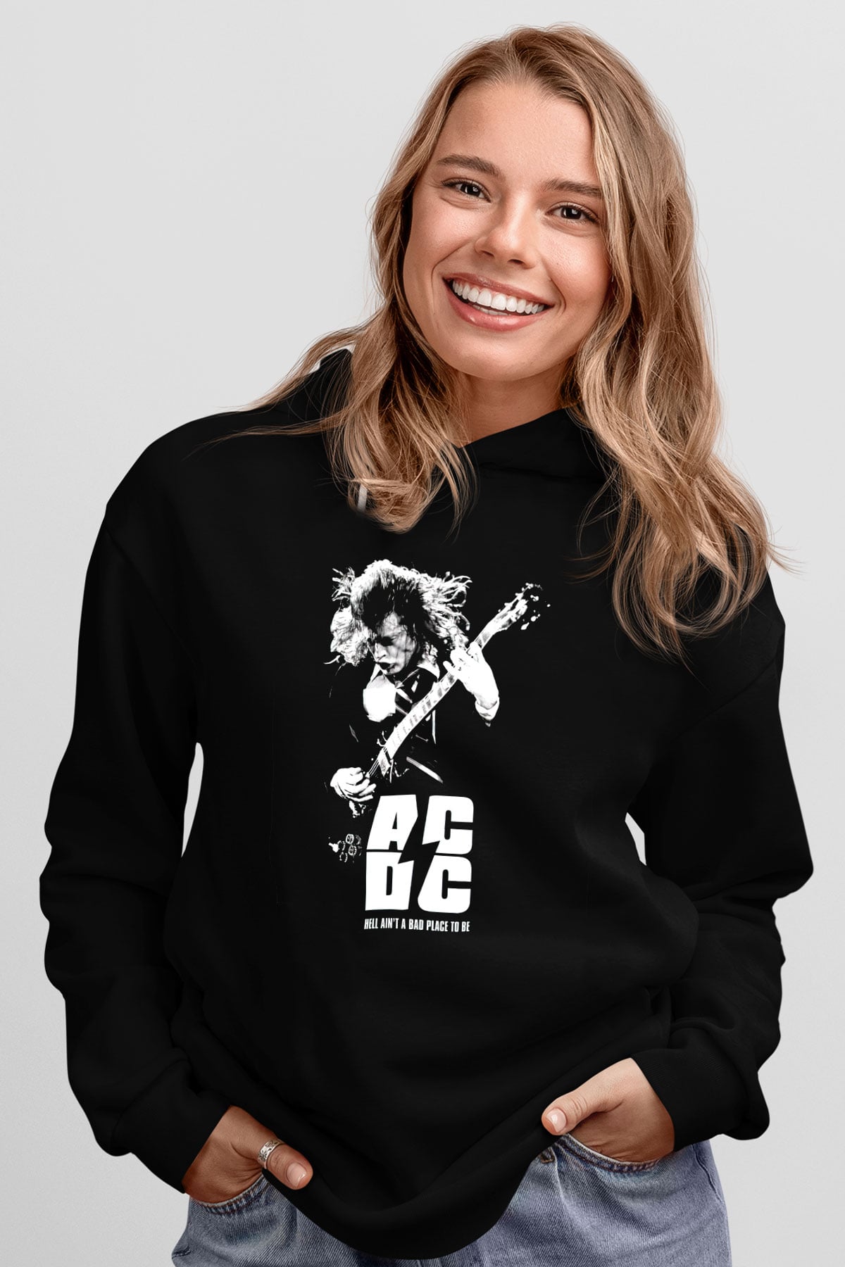 AC DC Hell Aintt A Bad Place To Be  Siyah Unisex Hoodie