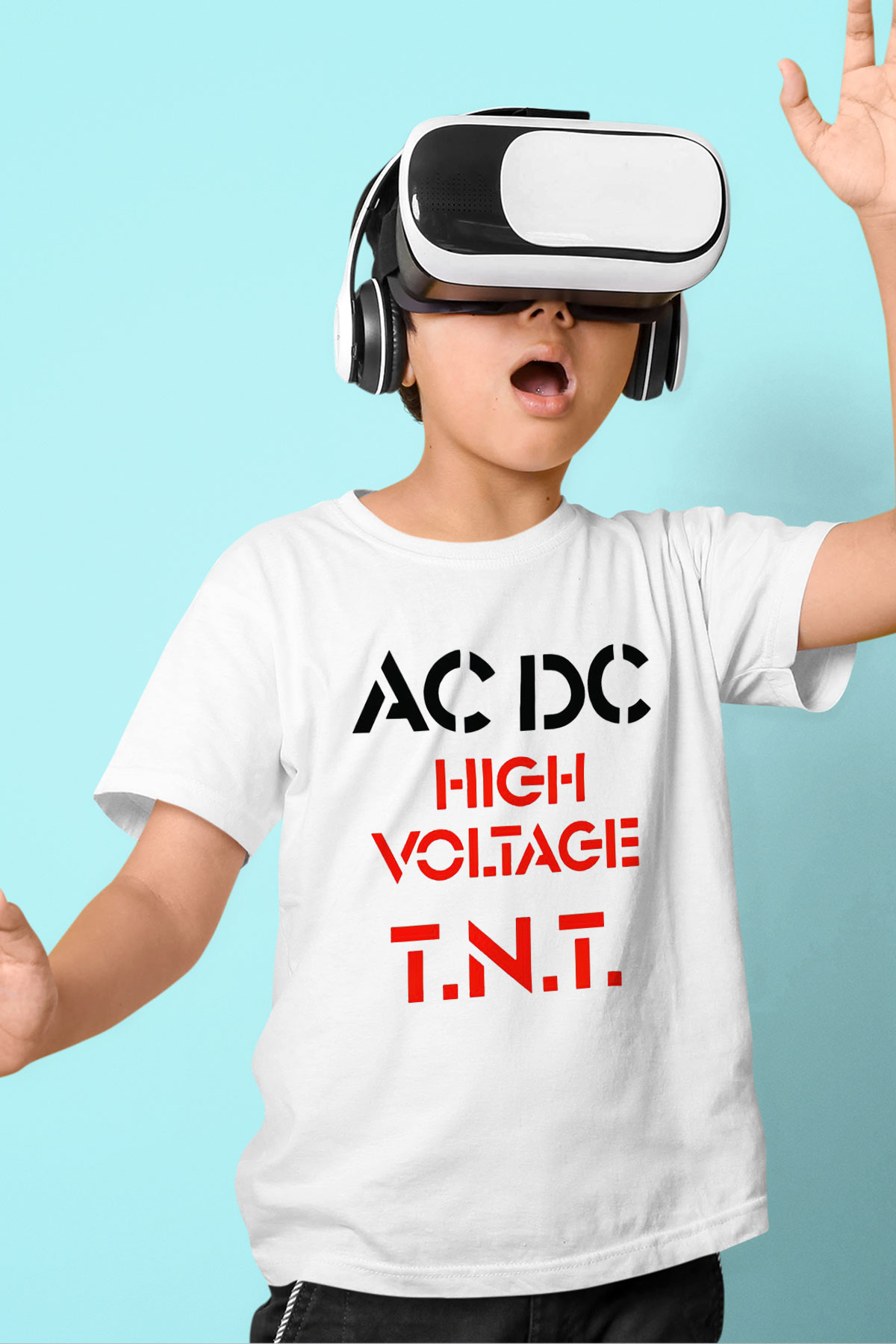 AC DC High Voltage Tnt Baskılı Beyaz Unisex Çocuk Tişört