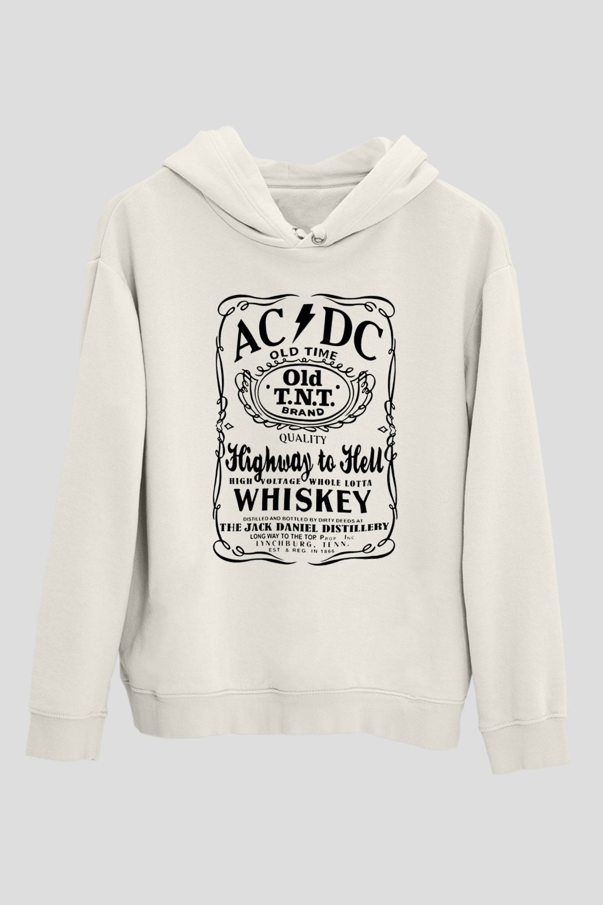 AC DC Highway To Hell Beyaz Unisex Kapşonlu Sweatshirt