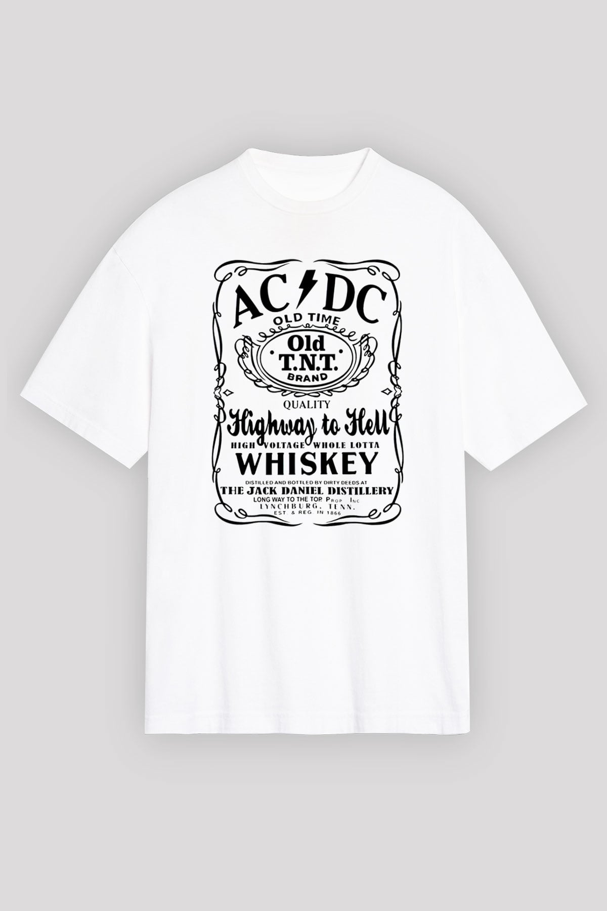 AC DC Highway To Hell Beyaz Unisex Oversize Tişört T-Shirt