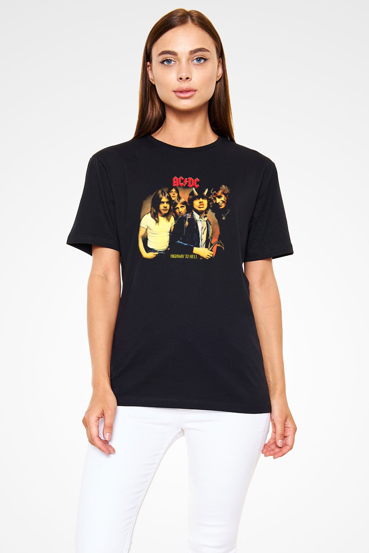 AC DC Highway To Hell Siyah Unisex Tişört T-Shirt - TişörtFabrikası