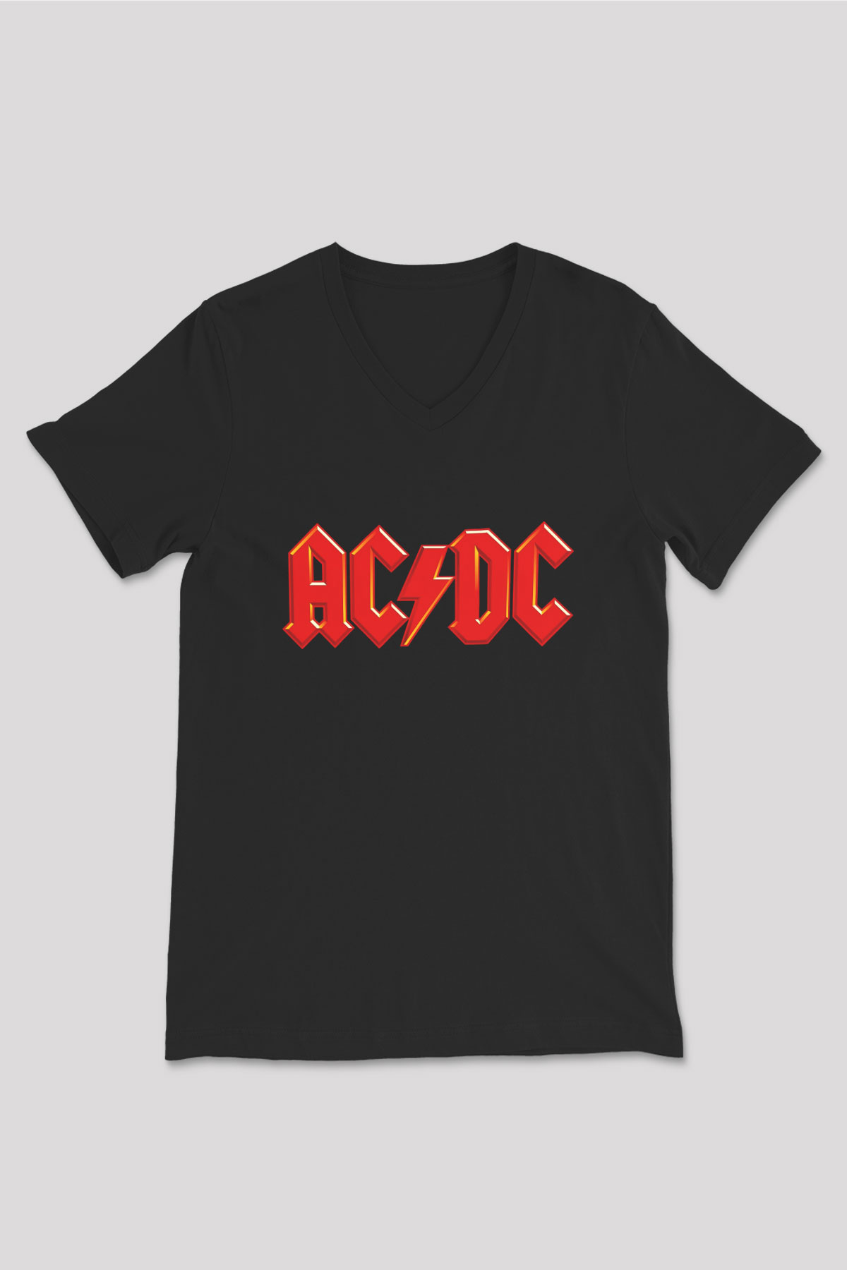 AC DC Highway To Hell Siyah Unisex V Yaka Tişört