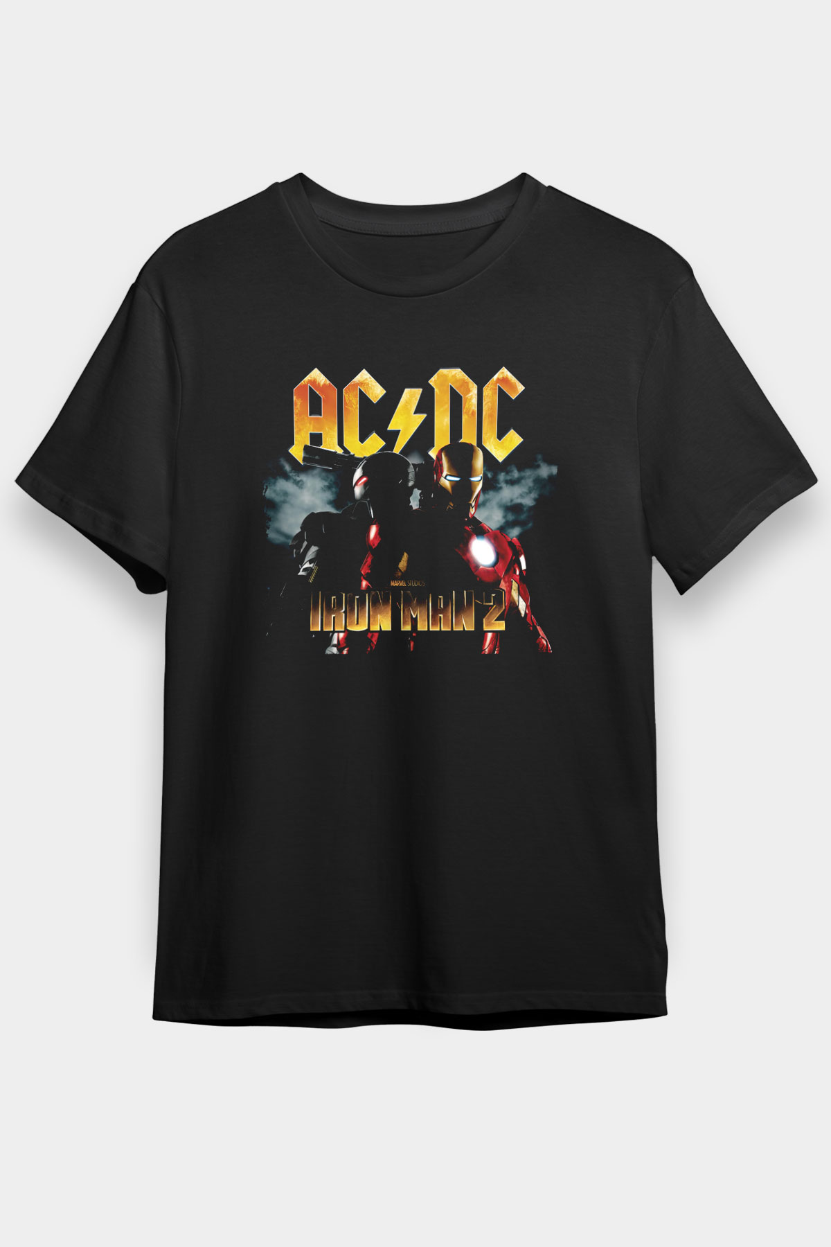 AC DC Iron Man 2 Siyah Unisex Tişört T-Shirt - TişörtFabrikası