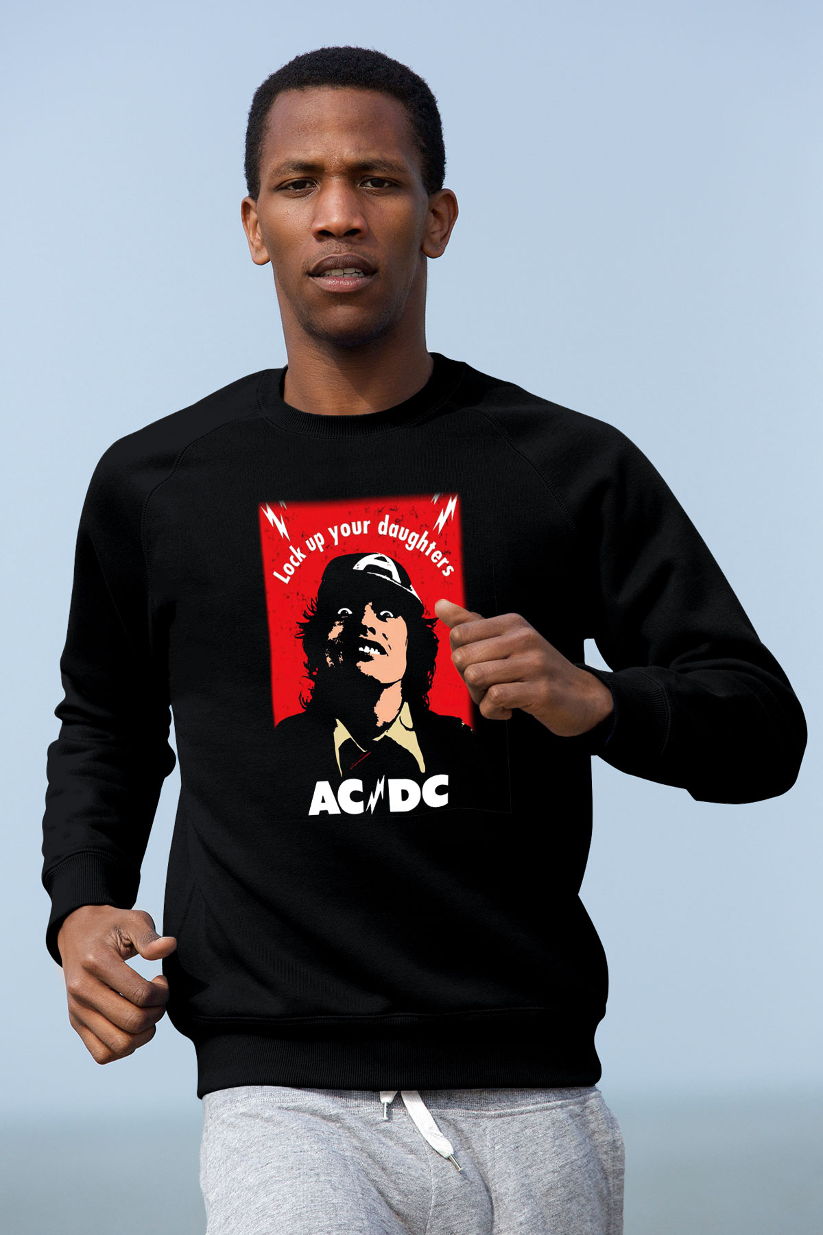 AC DC Lock Up Your Daughters Siyah Unisex Sweatshirt