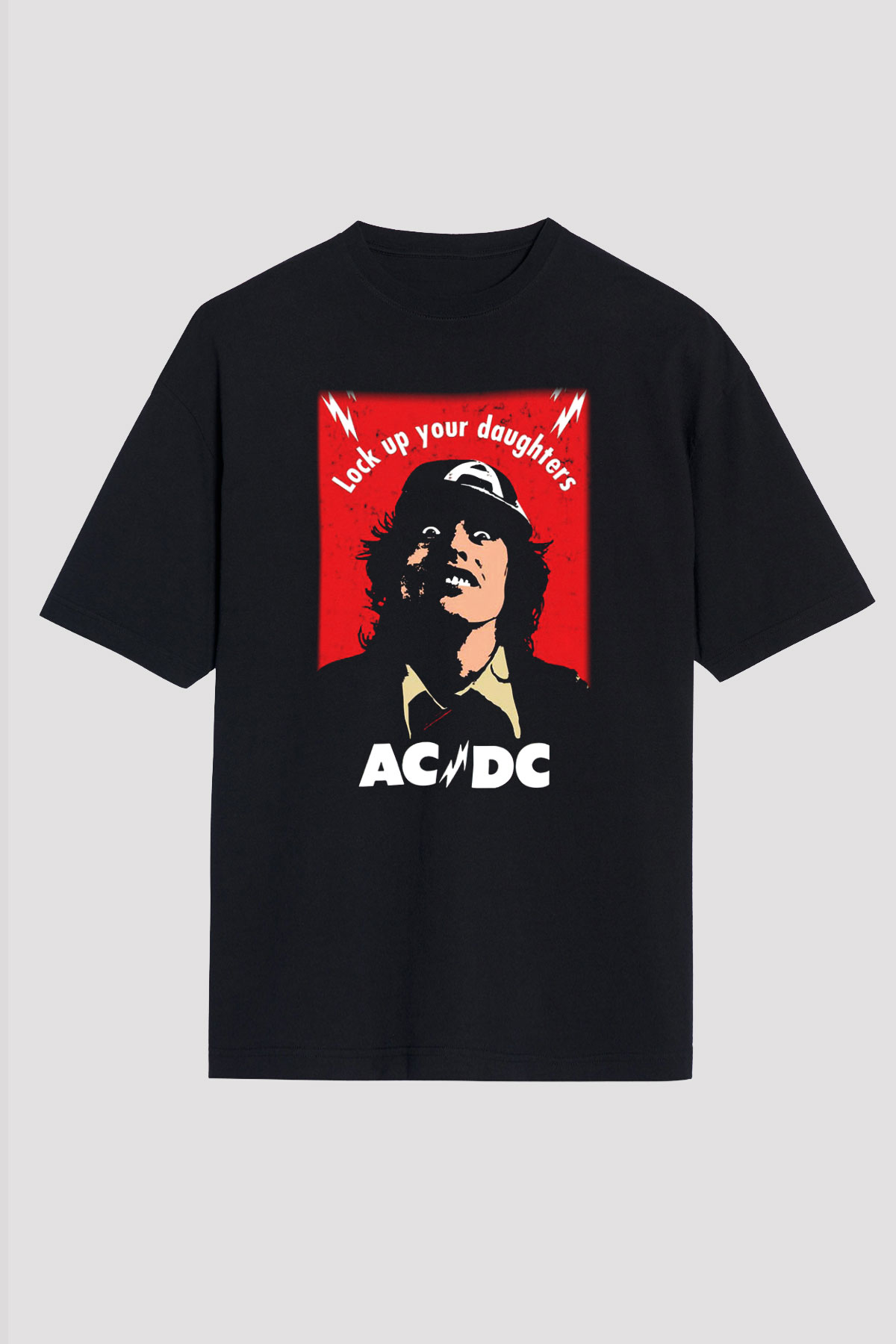 AC DC Lock Up Your Daughters Siyah Unisex Oversize Tişört T-Shirt