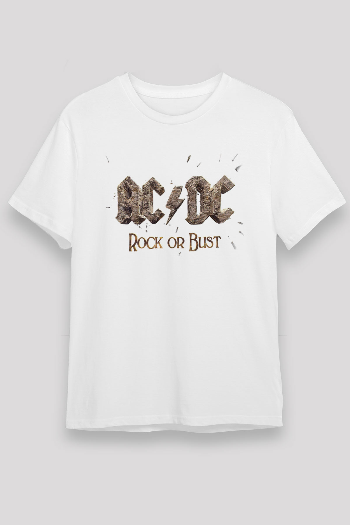 AC DC Rock Or Bust Beyaz Unisex Tişört T-Shirt - TişörtFabrikası