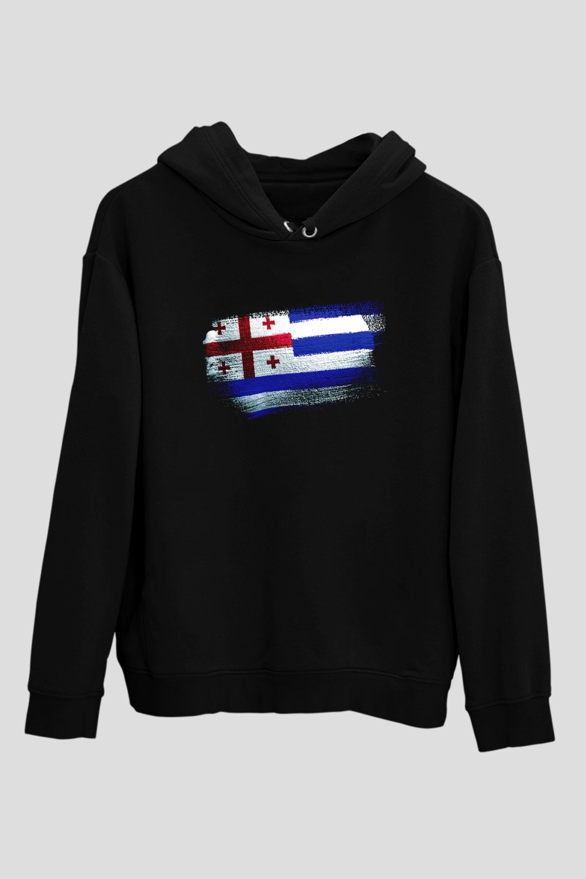 Acara Özerk Cumhuriyeti - Adjara Bayrağı Baskılı Unisex Siyah Hoodie