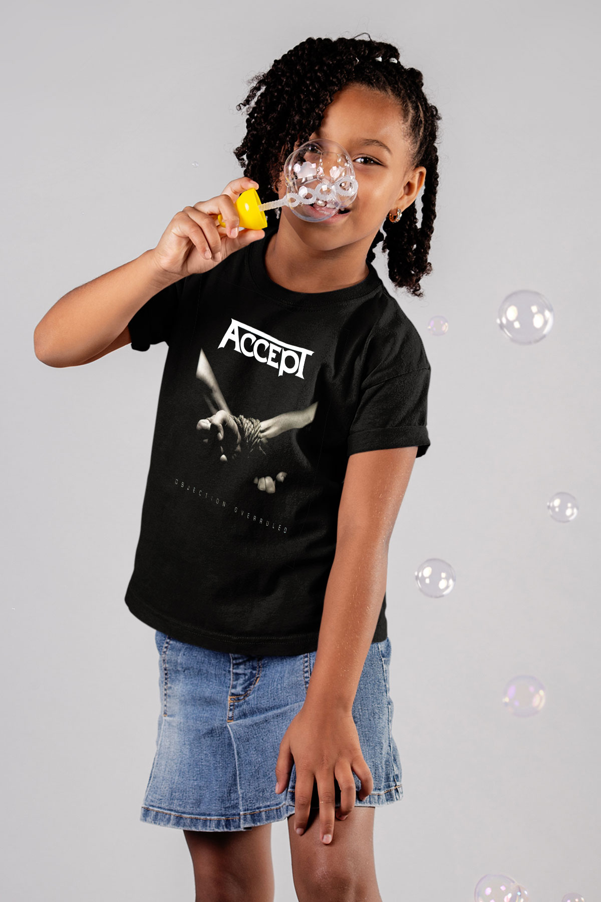Accept Baskılı Siyah Unisex Çocuk Tişört