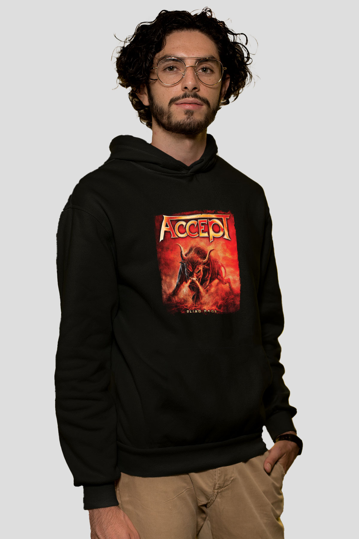 Accept Baskılı Unisex Siyah Hoodie