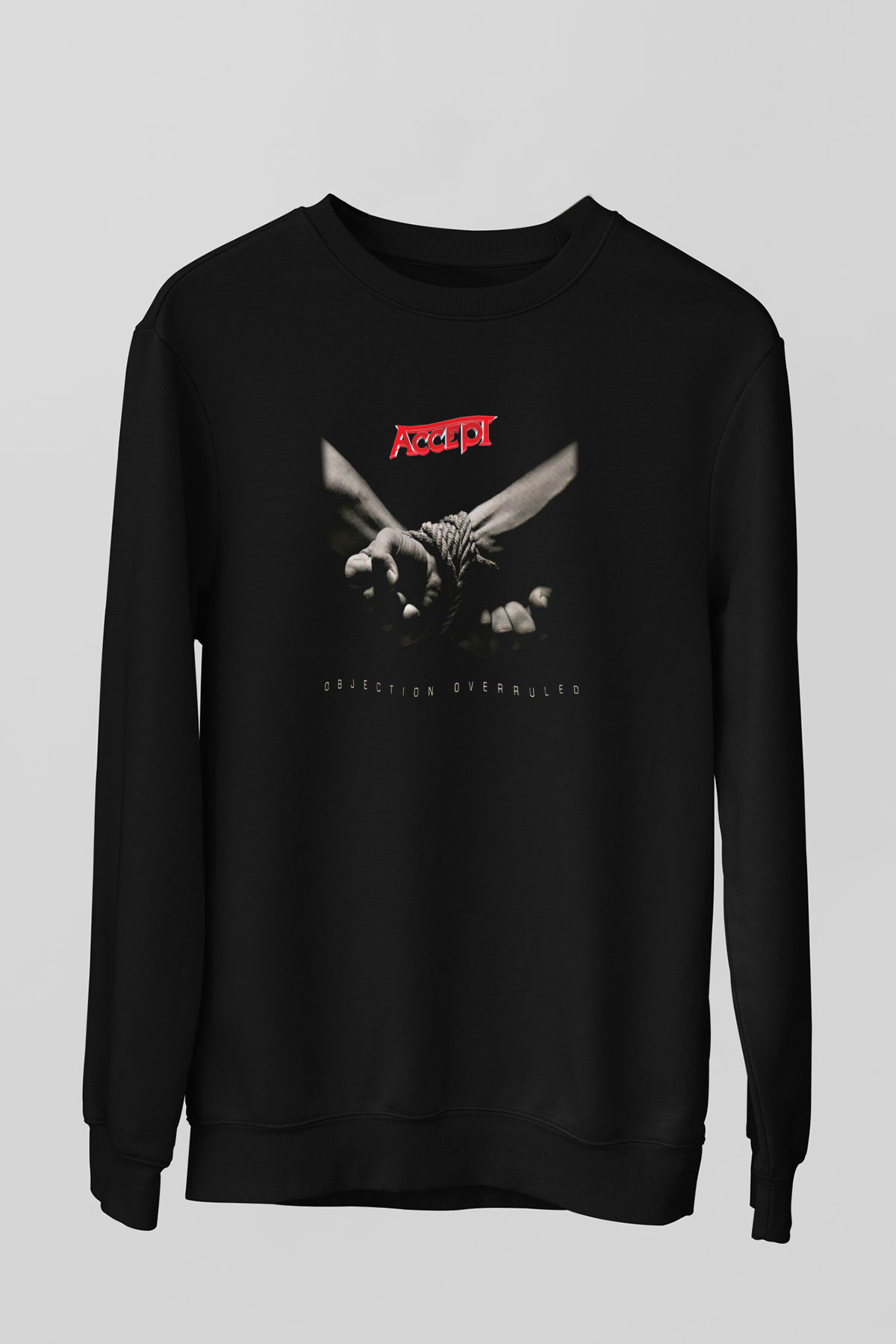 Accept Baskılı Unisex Siyah Sweatshirt