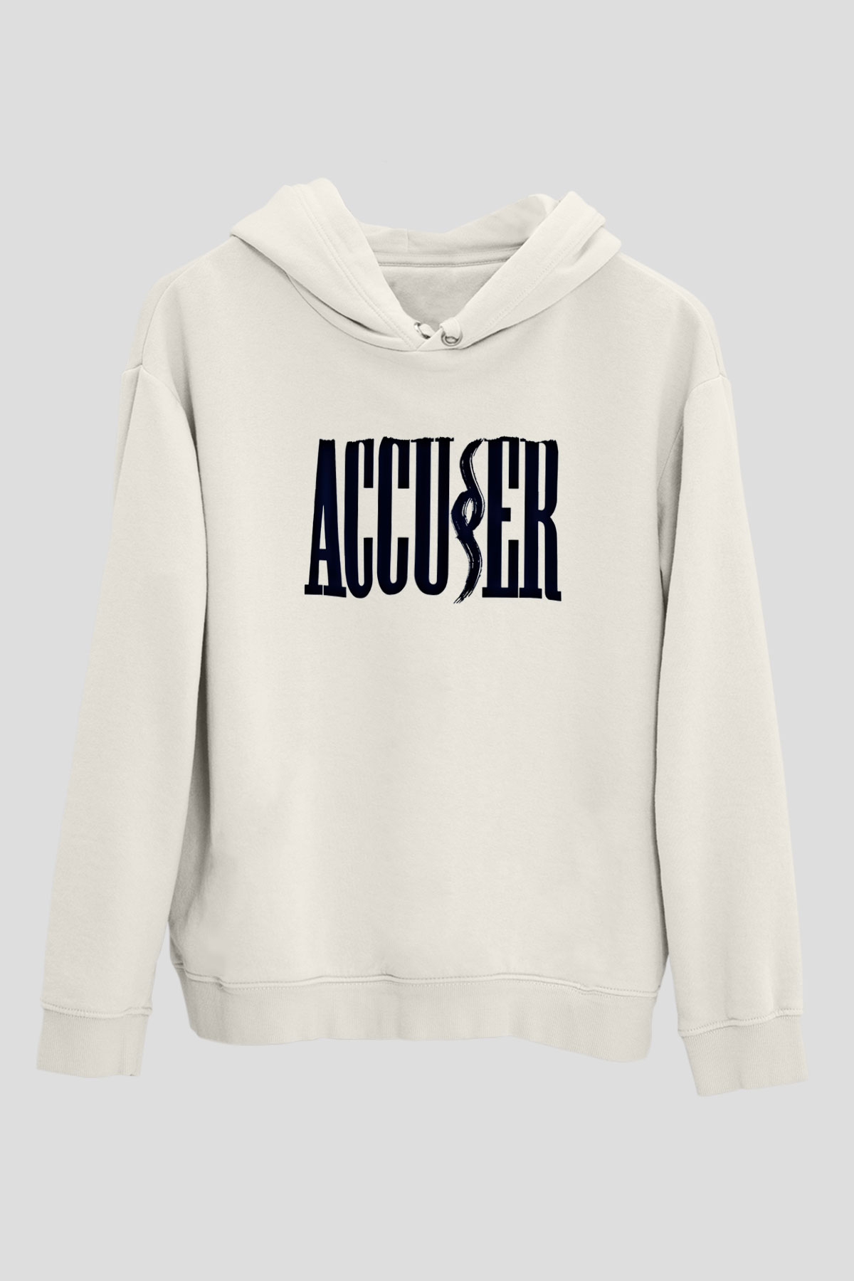 Accuser Baskılı Unisex Beyaz Hoodie